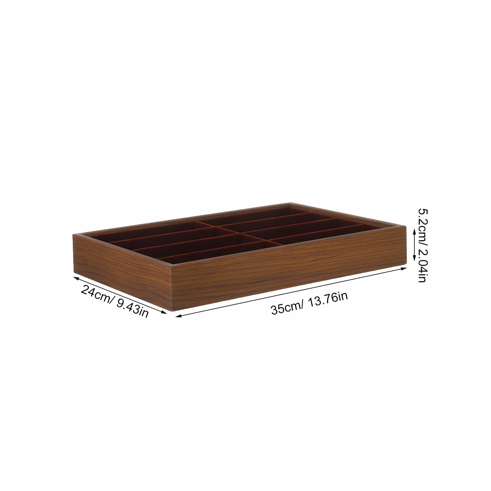 Estuche Organizador para Gafas y Joyas Forro y Compartimentos Múltiples en Madera de Nogal para Escritorio y Vitrina