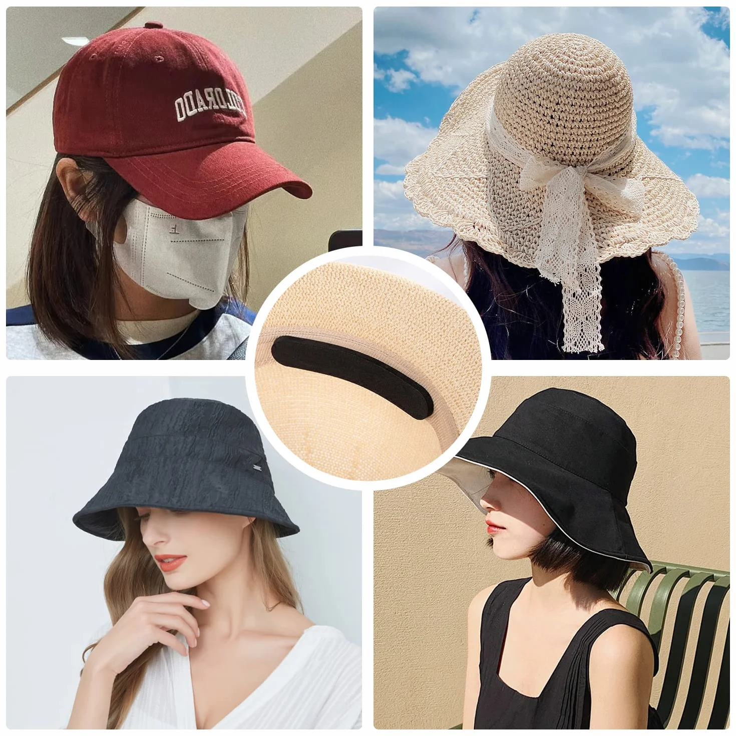30 Cintas Para El TamañO Del Sombrero, Reductor Del TamañO Del Sombrero, Autoadhesivas En El Interior De Las Correas Del Sombrero, Para Ajustar La Cincha Del ArnéS, Unisex