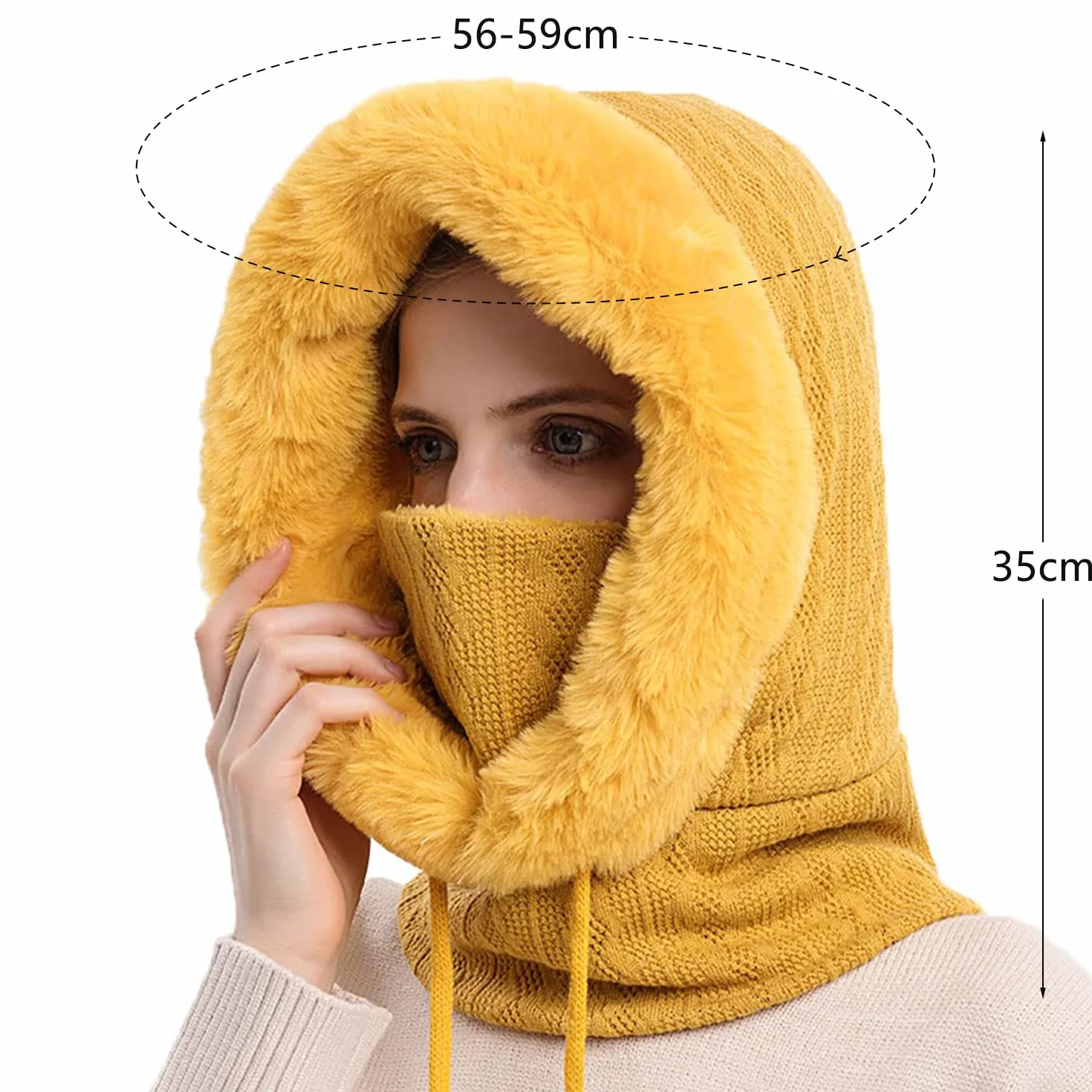 JFAN Gorro Invierno Mujer Térmico Pasamontañas Mujer Invierno Gorros Resistente Al Viento CáLido Y Suave Adecuado para Esquiar Ciclismo Talla única