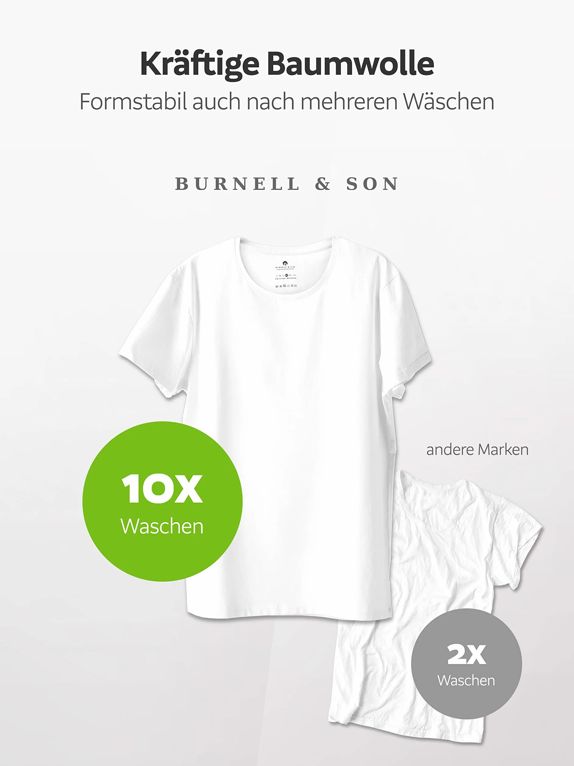 Burnell & Son Camiseta interior para hombre, paquete de 3 unidades, cuello de pico, elástico, manga corta, camiseta de algodón básico, corte ajustado