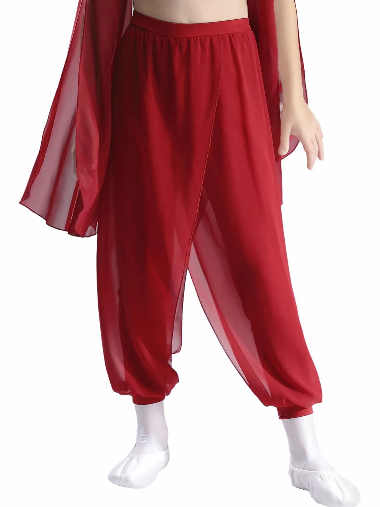 Pantalones de Baile de Gasa para Niñas Bombachos Harén Leggings de Ballet Danza Moderna