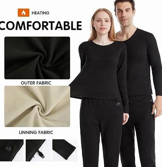 Conjunto de Ropa Interior térmica con calefacción para Mujer, Conjunto de Ropa Interior térmica eléctrica con calefacción por USB de 22 Zonas para Mujer para Interiores, Exteriores y Deportes