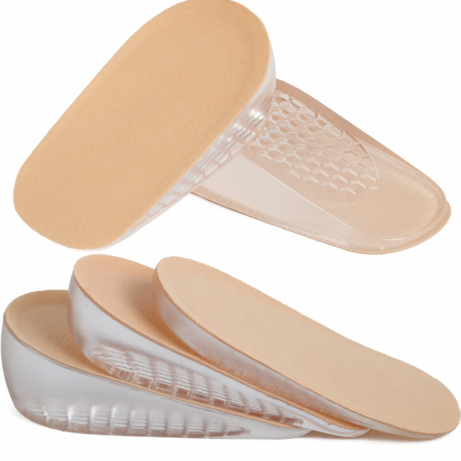Plantillas de Gel para Aumento Altura Invisibles, Absorción de Impactos, Altura 1cm, 2cm, 3cm