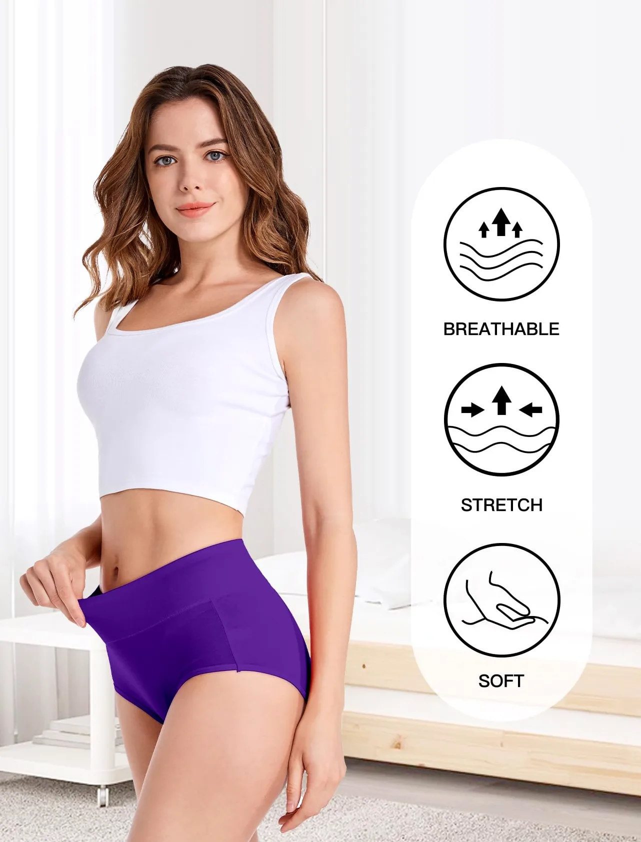 HAVVIS Women's High Waist Knickers Ladies Cotton Briefs Underwear Full Back Coverage Panties Plus Size Multipack