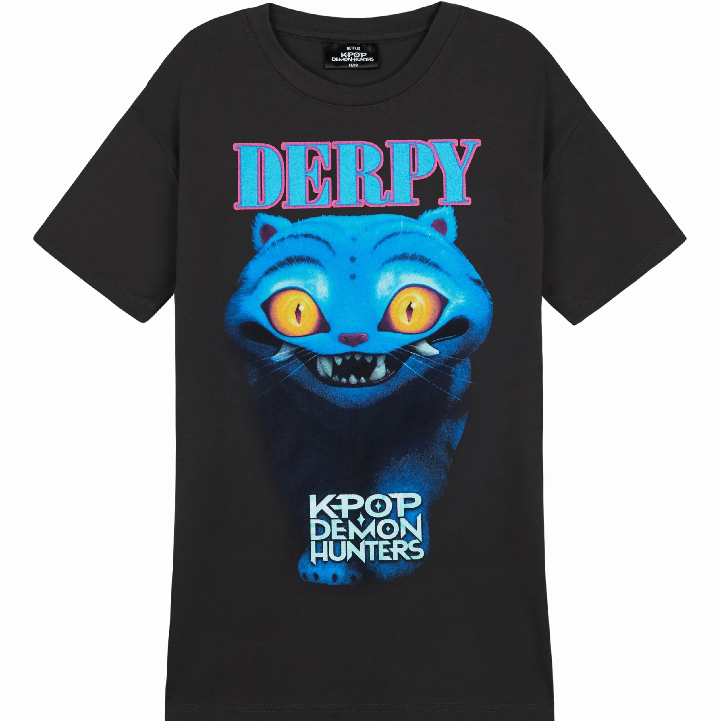 KPop Demon Hunters Oficial Camiseta Niña Manga Corta, Huntrix Saja Boys Derpy Tiger, Regalo Niña Chica