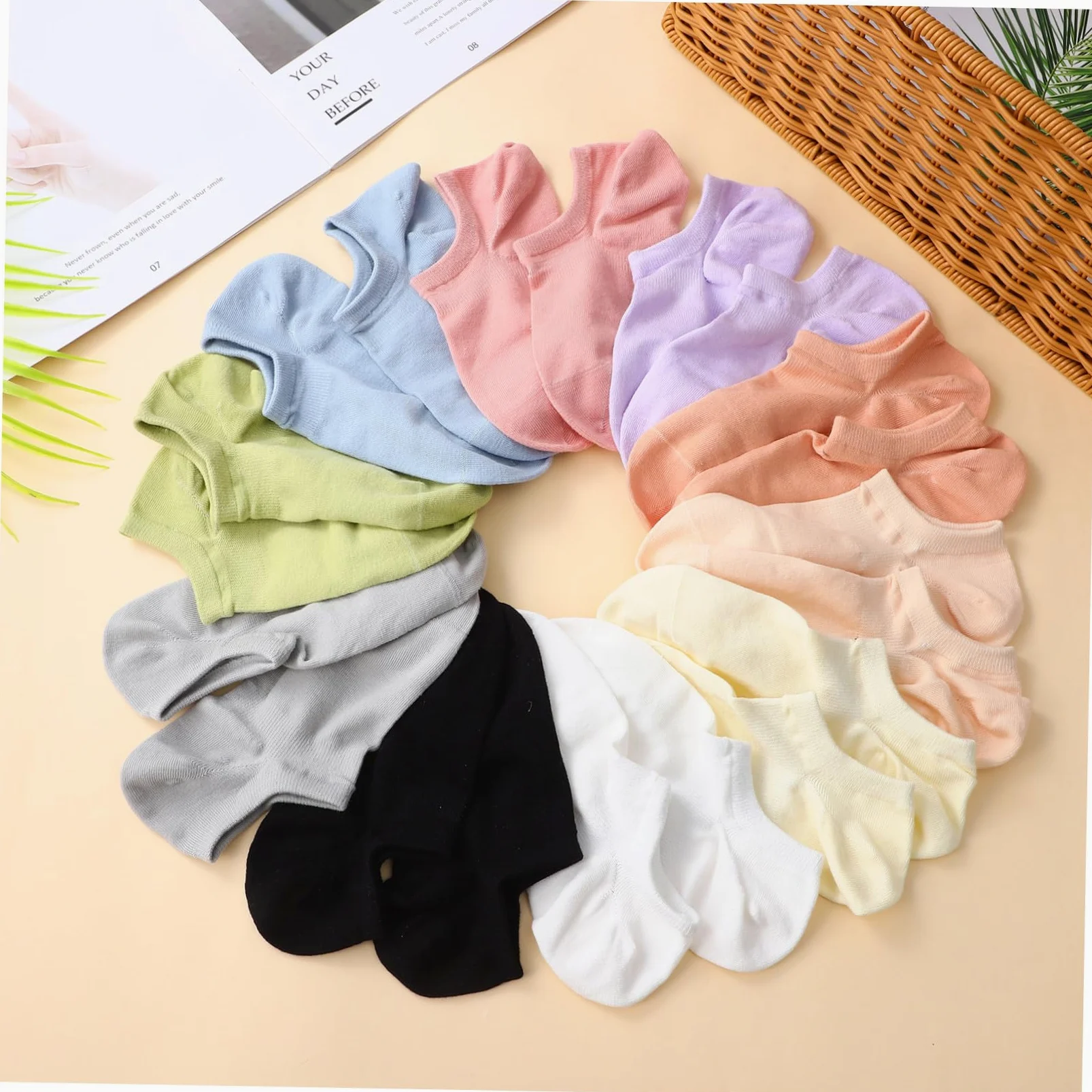 KOMBIUDA 12 pares Calcetines Tobilleros para Mujer Algodón Transpirable Antideslizante Absorbente de Sudor para Running y Uso Casual