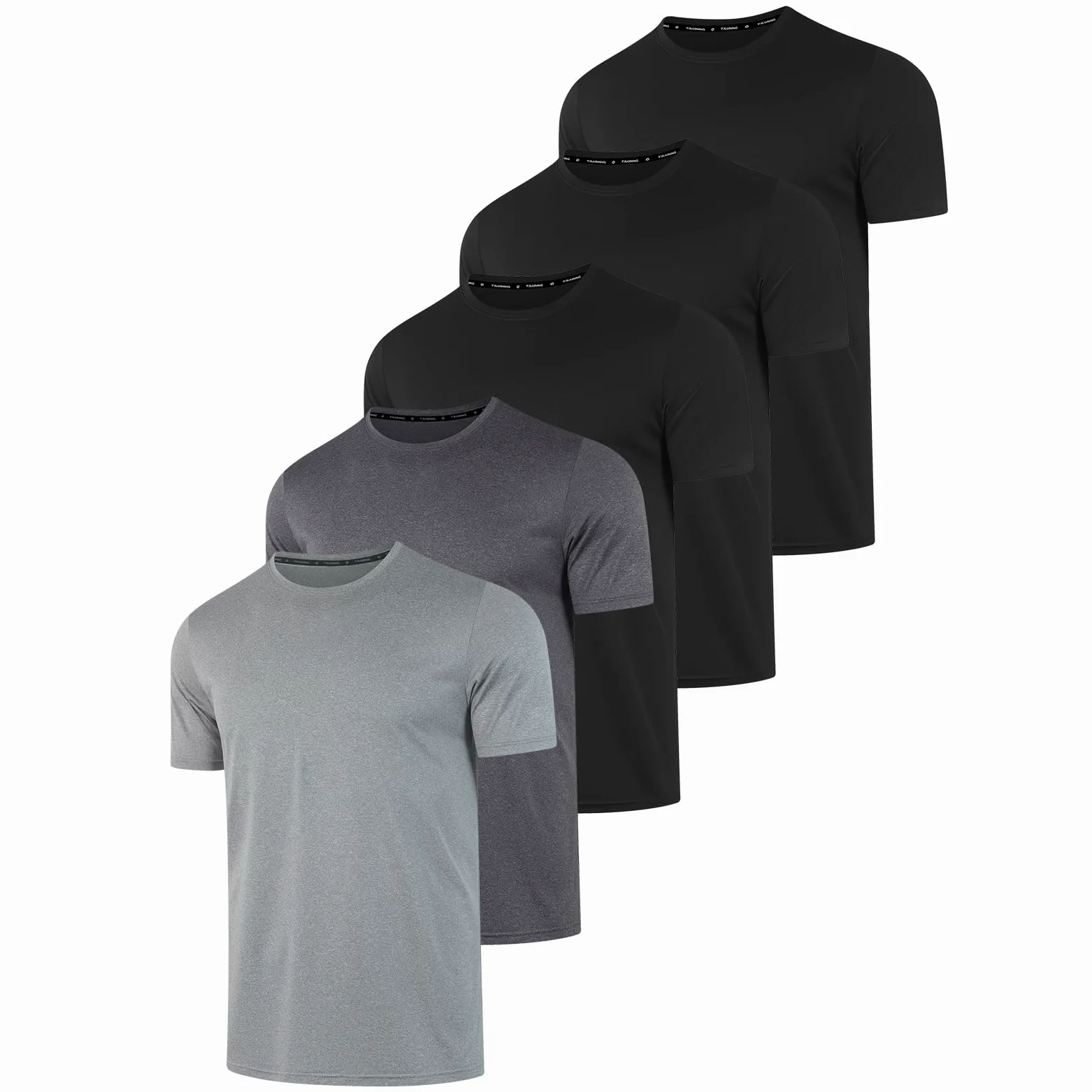 Paquete de 5 camisetas de entrenamiento para hombre, camisetas de secado rápido, protección solar UPF 50+, camisetas atléticas de manga corta, absorben la humedad