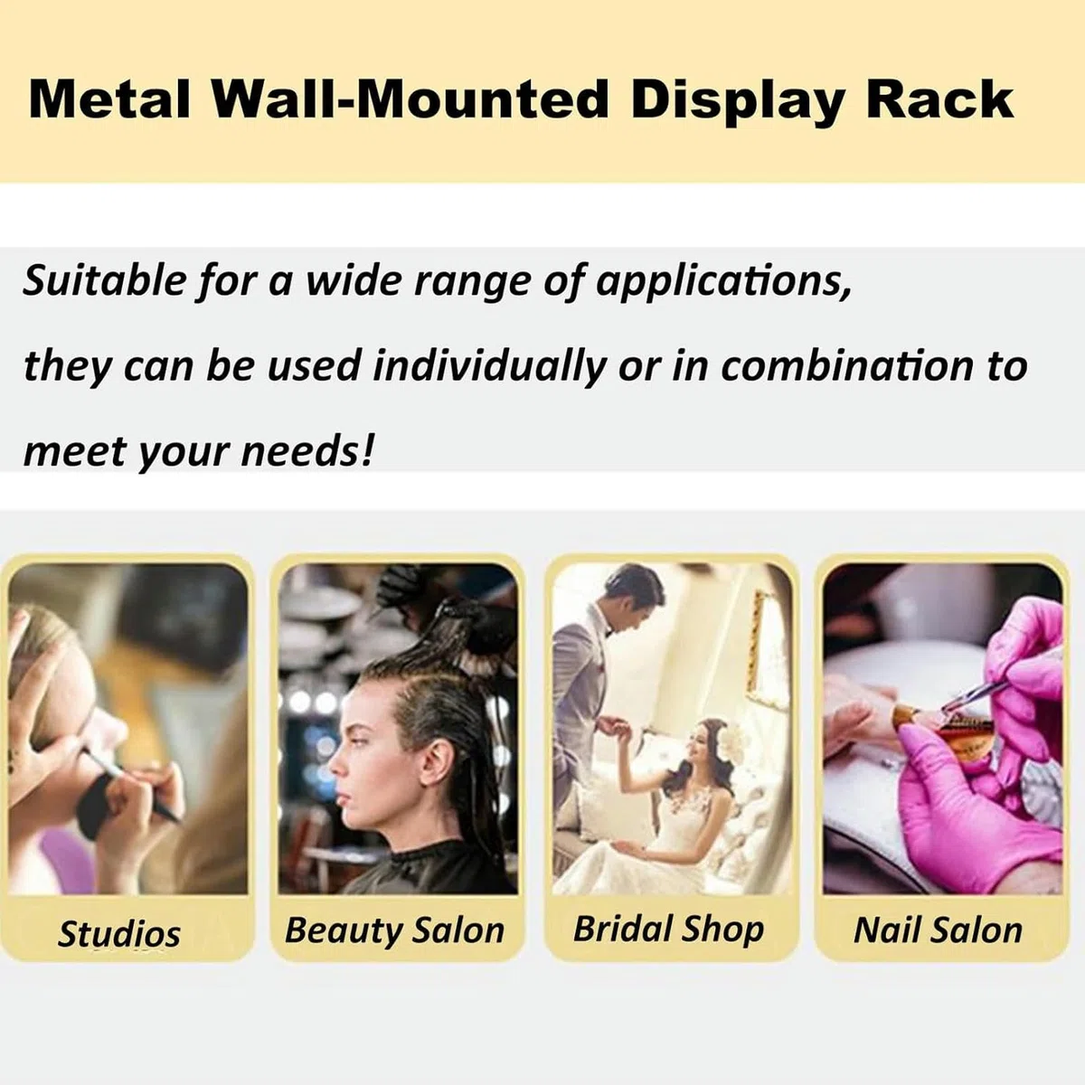 Expositor De Esmaltes De Uñas De Metal De Pared, con Forma De U, para Pintalabios, Perfumes Y Aceites Esenciales, Ideal para El Hogar, SPA, Salón De Uñas Y Tien（Black-C）