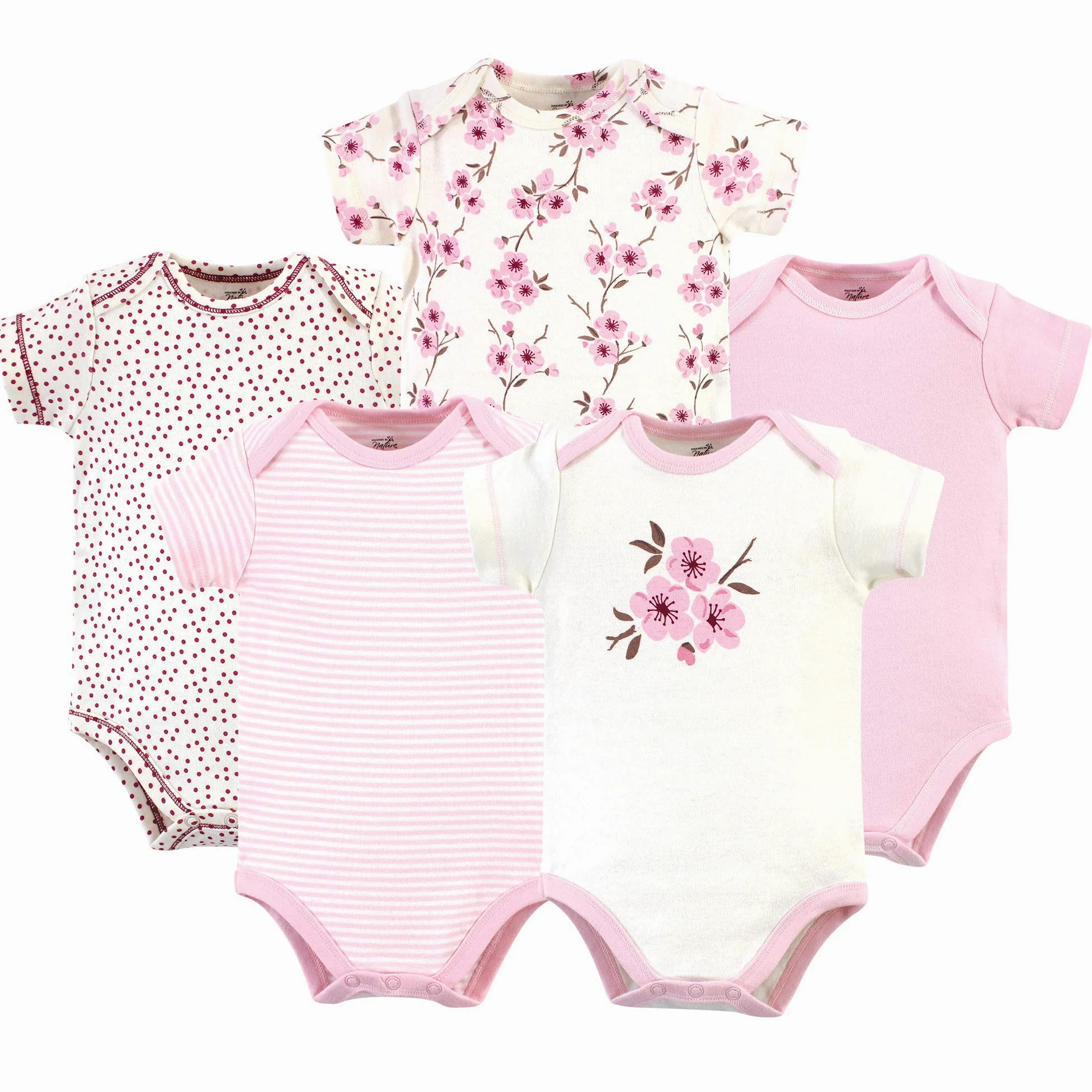 Touched by Nature Organic Cotton Bodysuits Set de Playera Unisex bebé