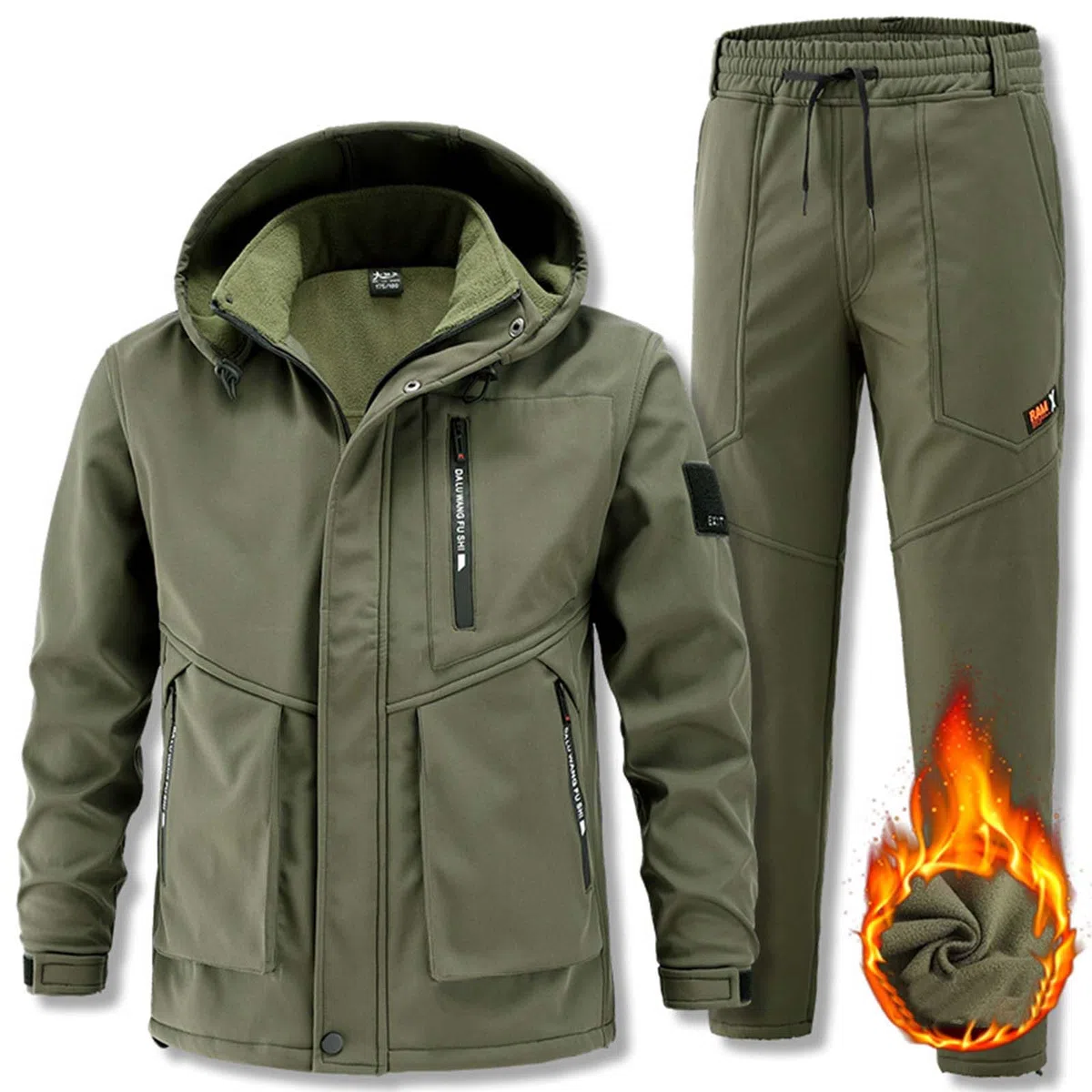 Generisch Chubasquero de invierno para hombre, cálido, forro polar, con capucha