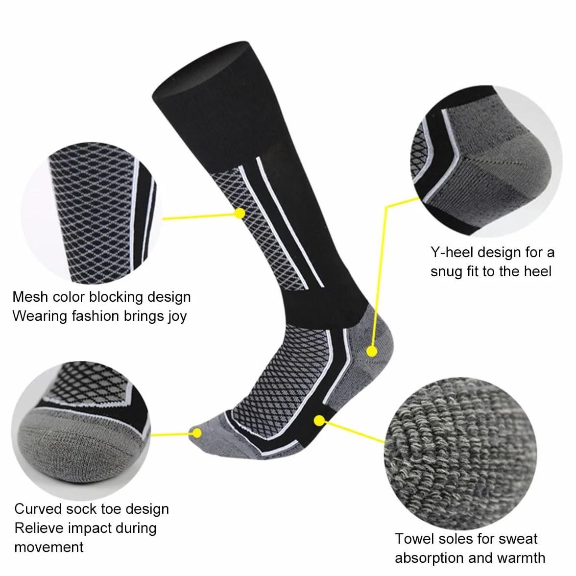 Calcetines de Esquí TérmicosCalcetines Altos De Compresión Para Snowboard Calcetines Termicos Frio Extremo Gruesos Hasta La Rodilla Para Clima Frío