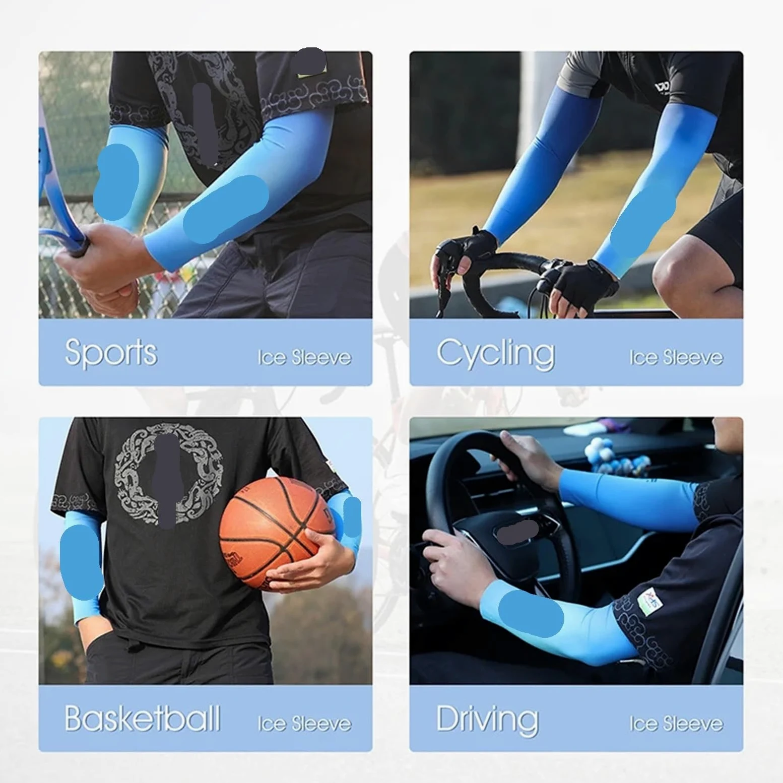Mangas De Brazo Frescas De Verano Color Degradado Fitness Manga De Protección Solar for Pesca Equipo De Ciclismo De Seda De Hielo Elástico De Secado Rápido