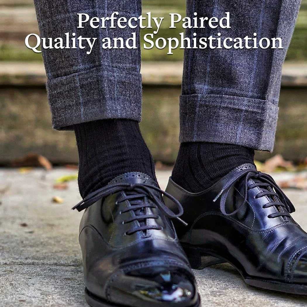 BoardroomSocks Calcetines de lana de merino para hombre, calcetines de vestir de lana acanalada para tallas 8 – 12, talón y puntera reforzados transpirables