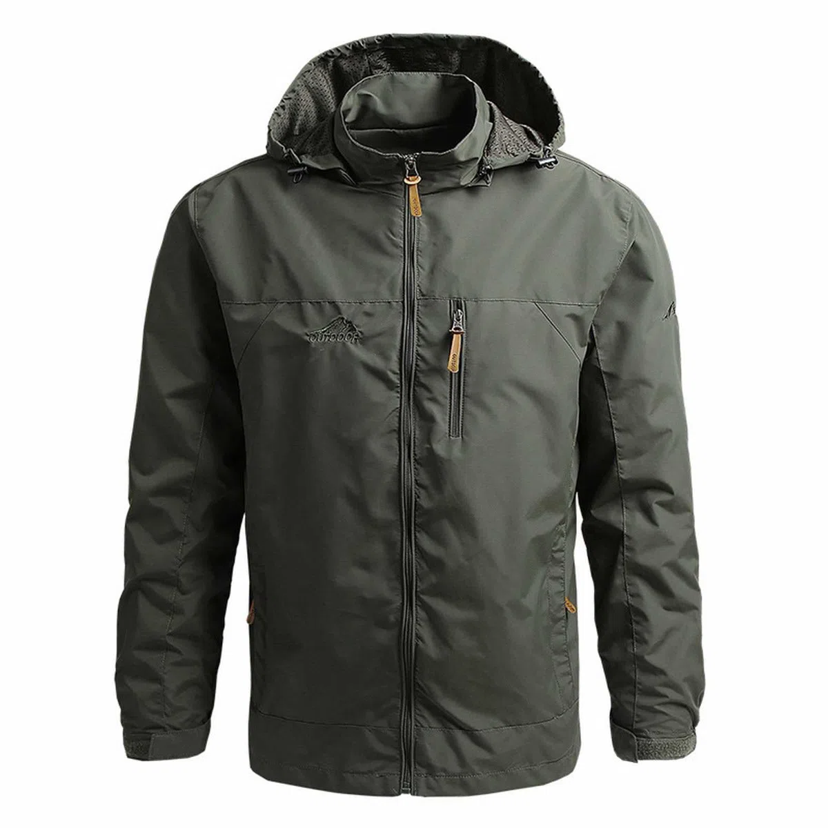Generisch Chubasquero para hombre, chaqueta impermeable para exteriores, sudadera para hombre, con capucha, ropa deportiva, chaqueta deportiva de un solo color, chaqueta de entretiempo, sudadera de