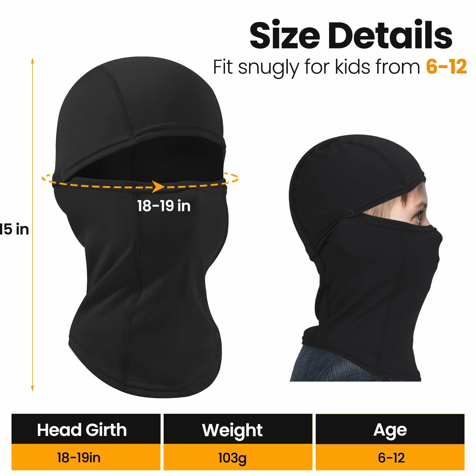 Máscara de Esquí Antiviento Térmica para Niños Balaclava Invierno Ciclismo