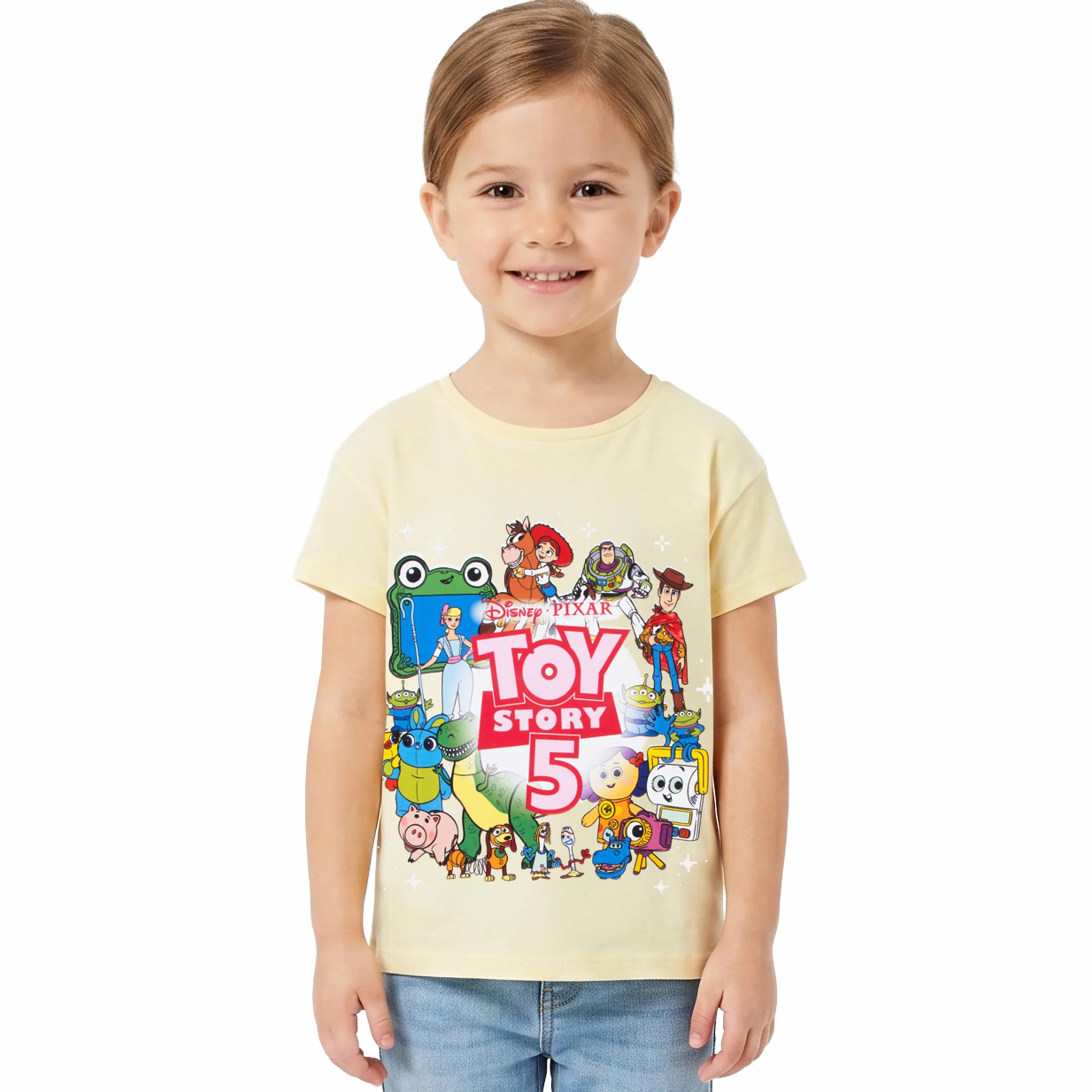 Disney Toy Story Camiseta Niña, Jessie, Woody, Buzz Lightyear y Bullseye Top Niña, Manga Corta Ropa Niños