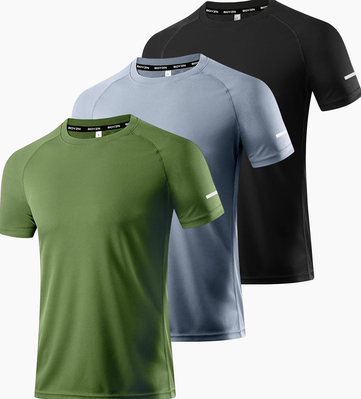Boyzn Pack de 3 camisetas entrenamiento secado rápido que absorben la humedad manga corta malla atlética