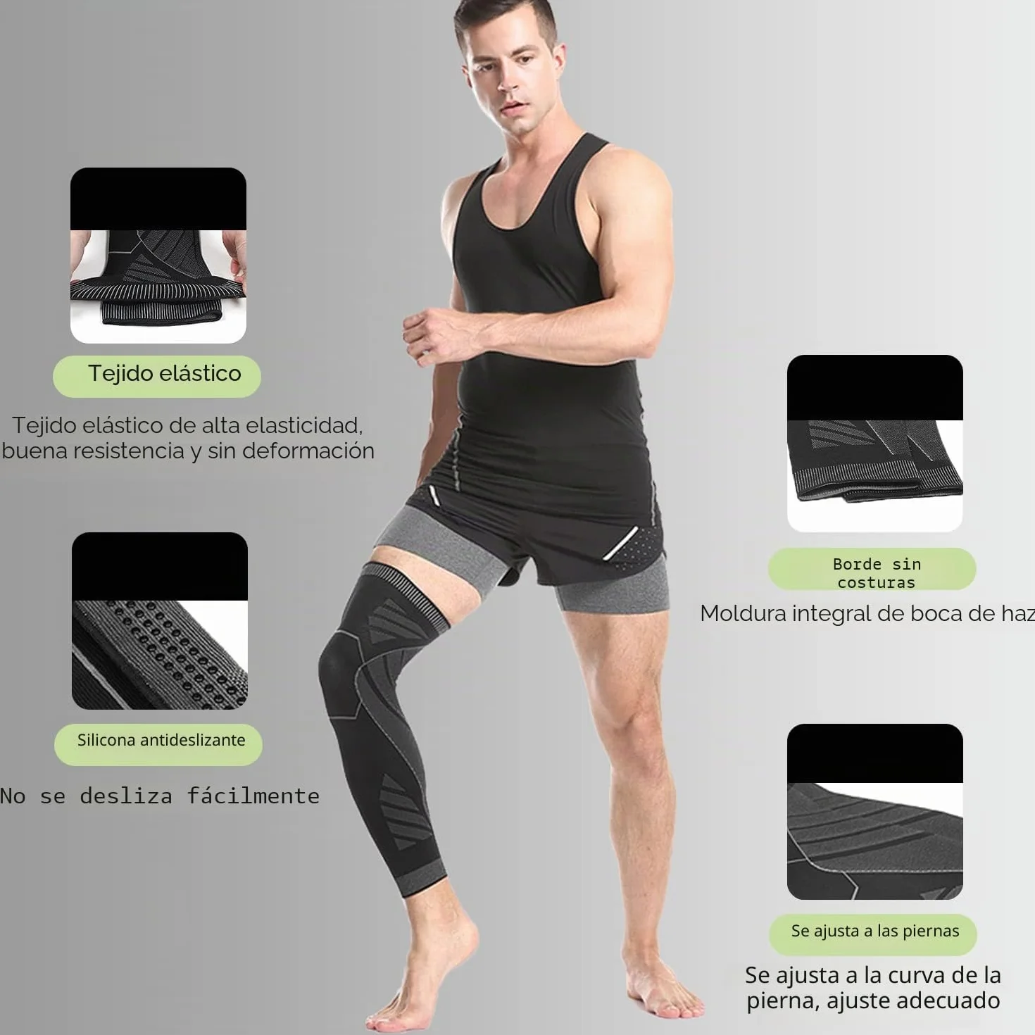 Mangas de Pierna de Compresión, Rodilleras de Compresión de Longitud Completa Antideslizante, Transpirable Calentadores de Piernas para Correr, Baloncesto, Ciclismo, Fútbol, Deporte