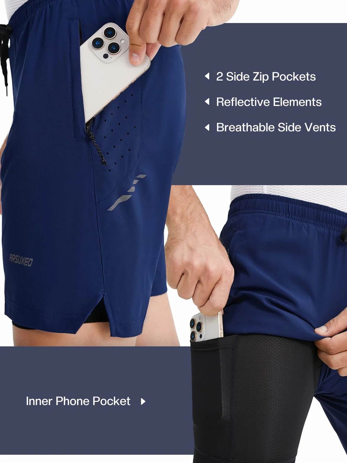 ARSUXEO Pantalones Cortos de Ciclismo para Hombre Pantalones Cortos de Ciclismo de montaña Acolchados y Holgados 2506