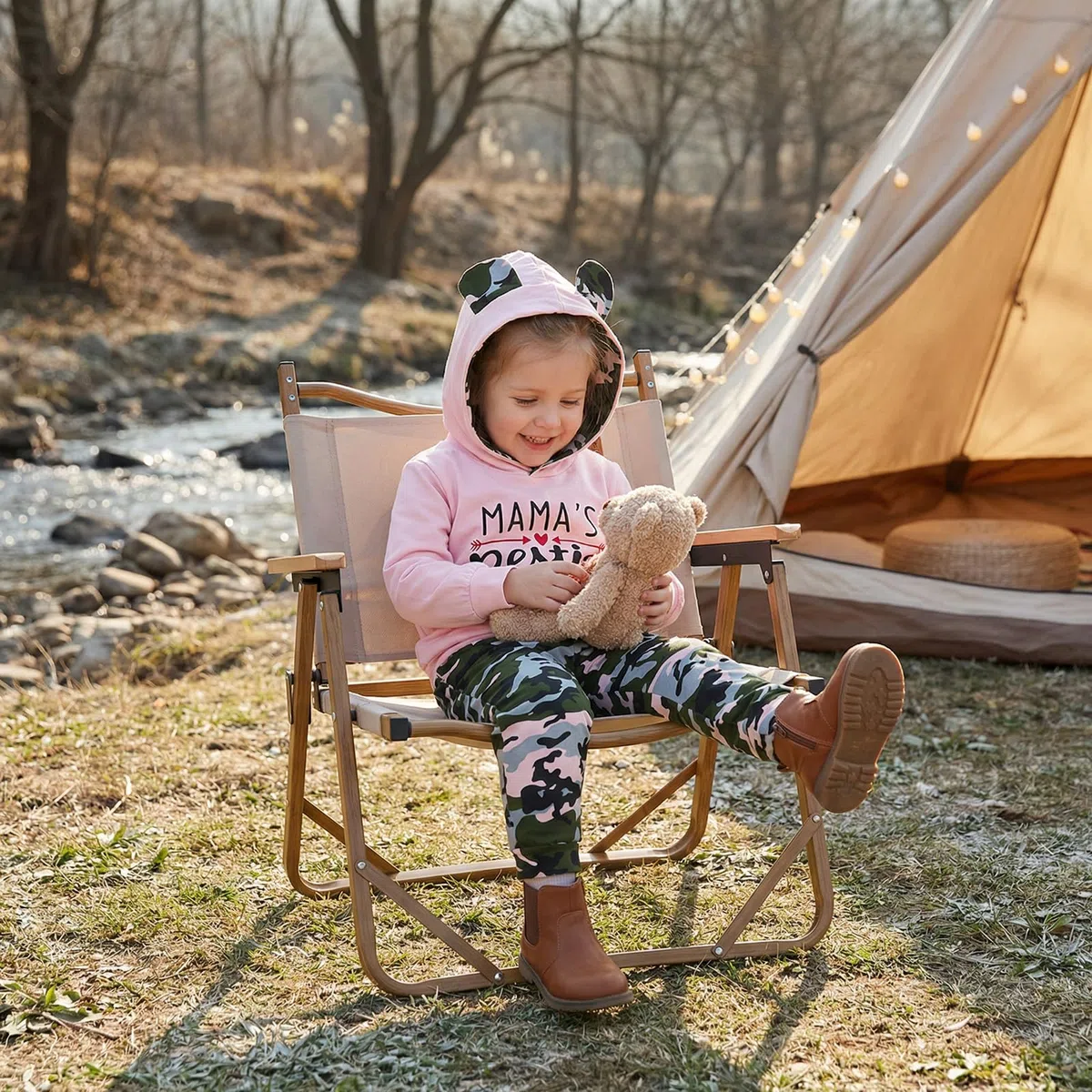 2pcs Bebé Niñas Otoño Invierno Ropa Mamas Bestie Sudadera Con Capucha Tops & Camo Pantalones Trajes Conjuntos - rosa - 18-24 meses