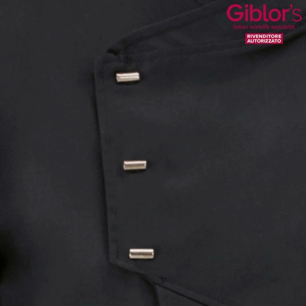 GIBLOR'S Art. 20P08G958 Chaqueta de cocinero Emanuel con botones a presión color azul, alta calidad, novedad 2020, Negro , L