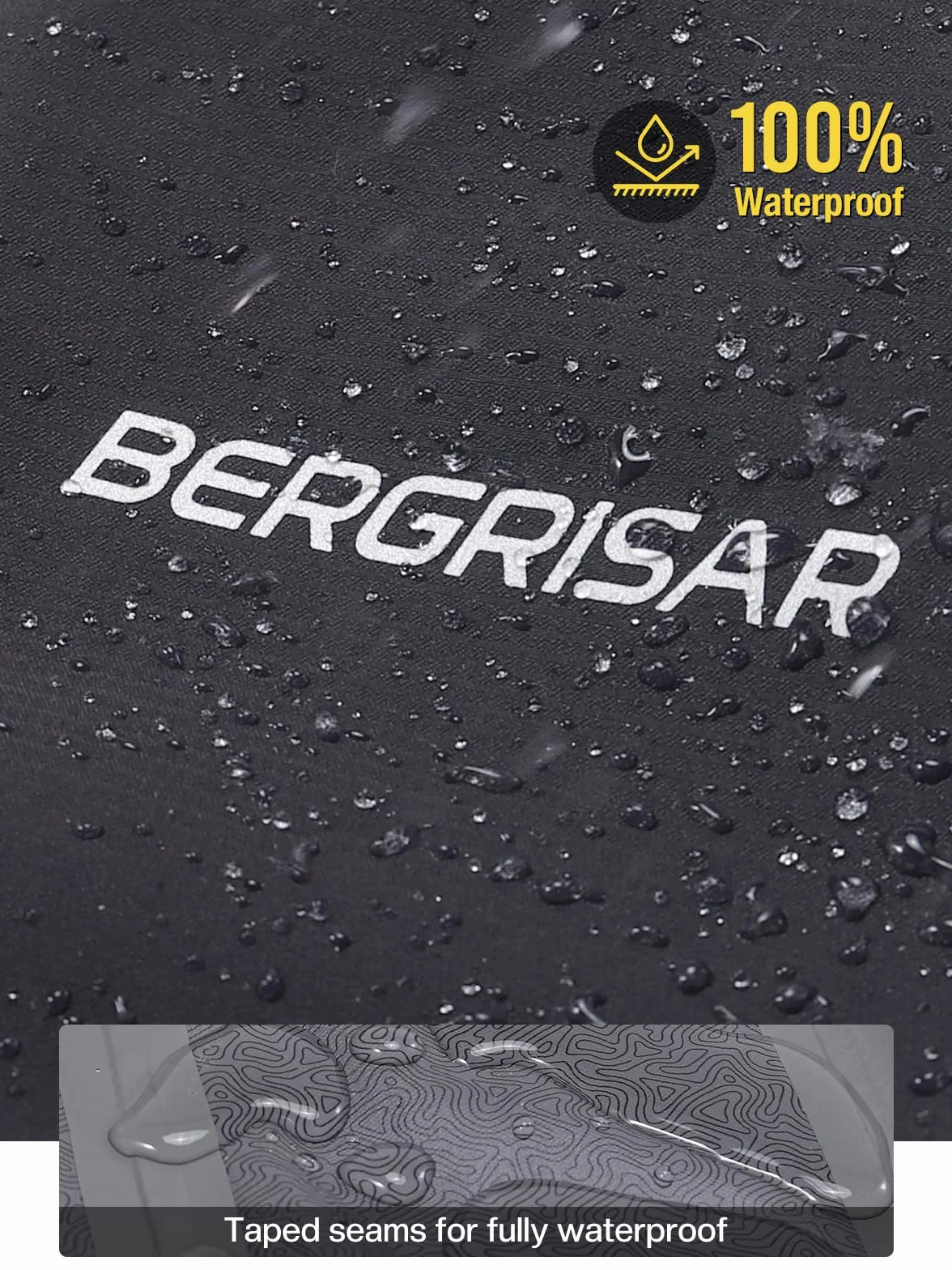 BERGRISAR Chaqueta de Ciclismo Impermeable Transpirable Ligera Hombre Capucha