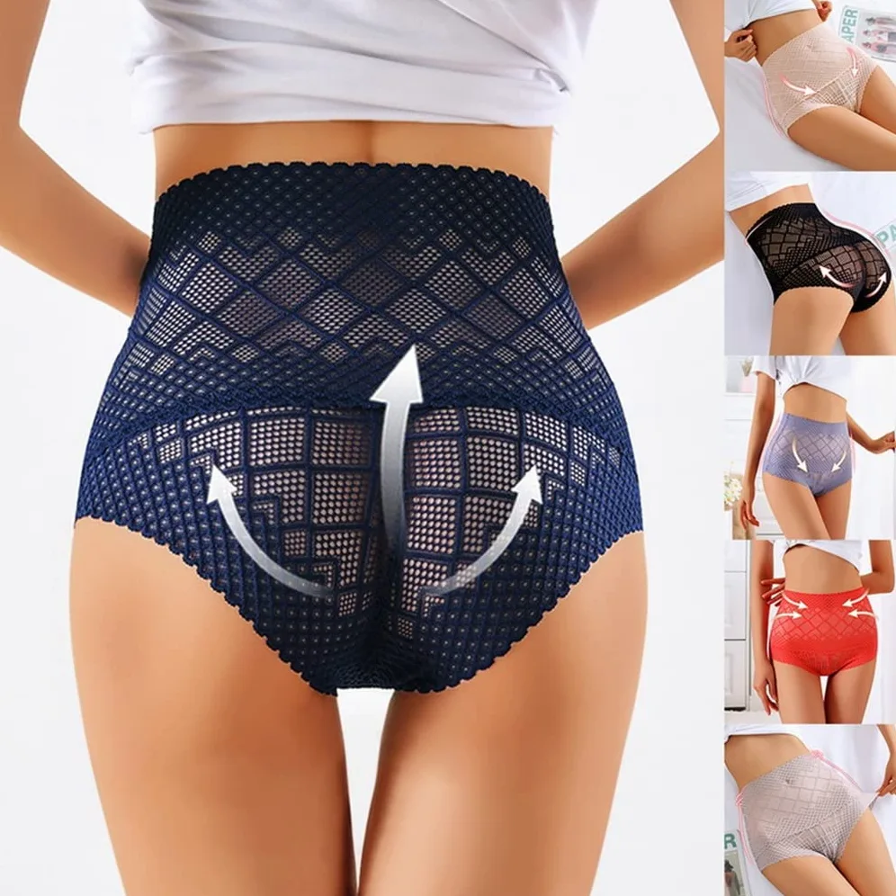 Paquete de 6 Bragas de Mujer Sexy de Encaje Europeo sin Costuras para Mujer realce de glúteos y Bragas para el Vientre Ropa Interior Transparente