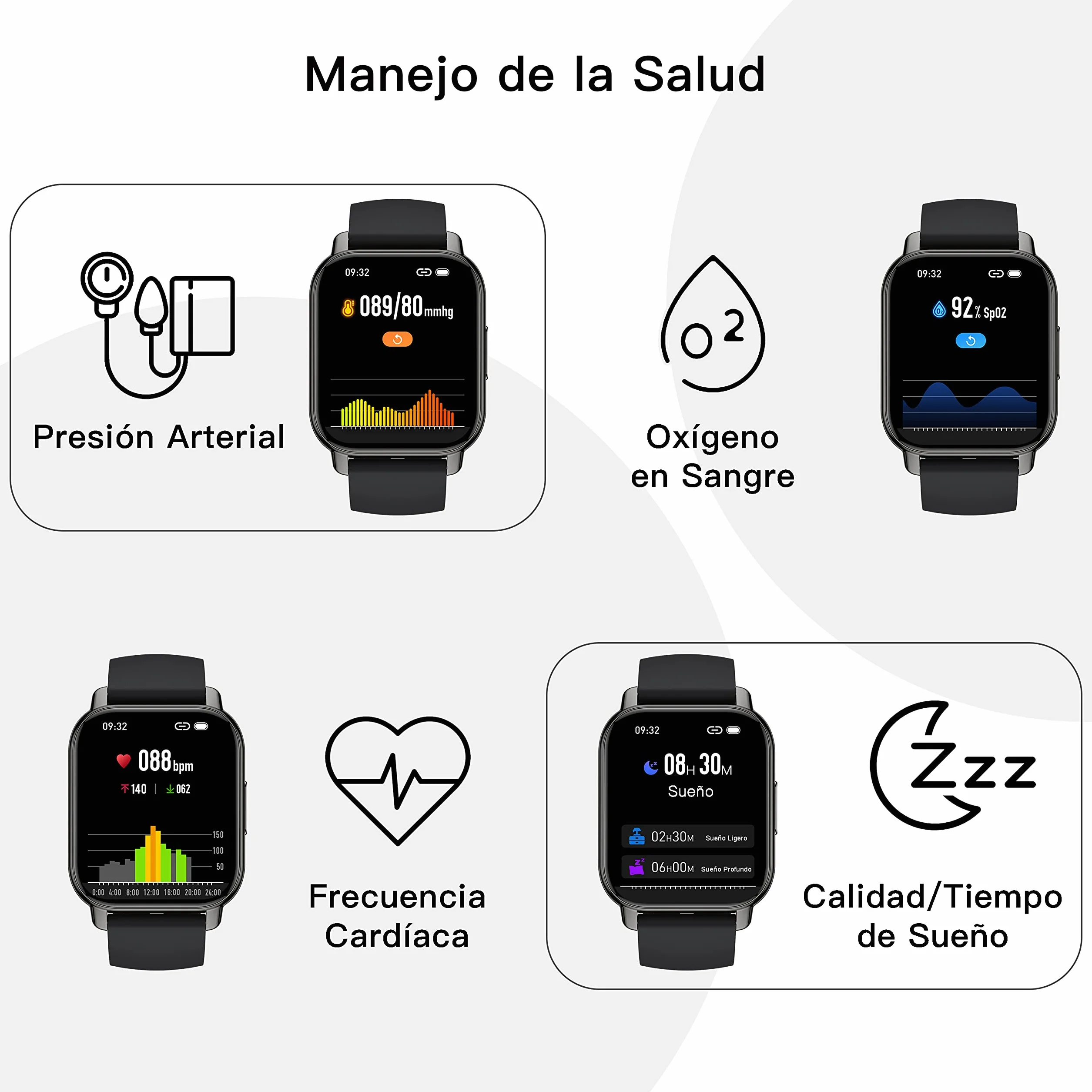 Popglory Reloj Inteligente Hombre con Llamadas y Asistente Voz, 1,85'' Smartwatch 2 Correas, Pulsera Actividad Presión Arterial Ritmo Cardíaco Oxígeno Sanguíneo, para Mujer Hombre Android iOS