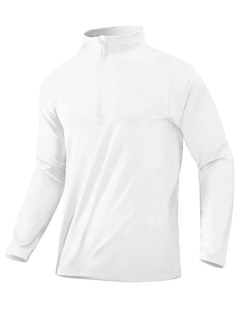 MIER Camiseta ligera de manga larga con cremallera de 1/4 para hombre, ajuste seco, para atletismo, correr, golf, senderismo, UPF 50+