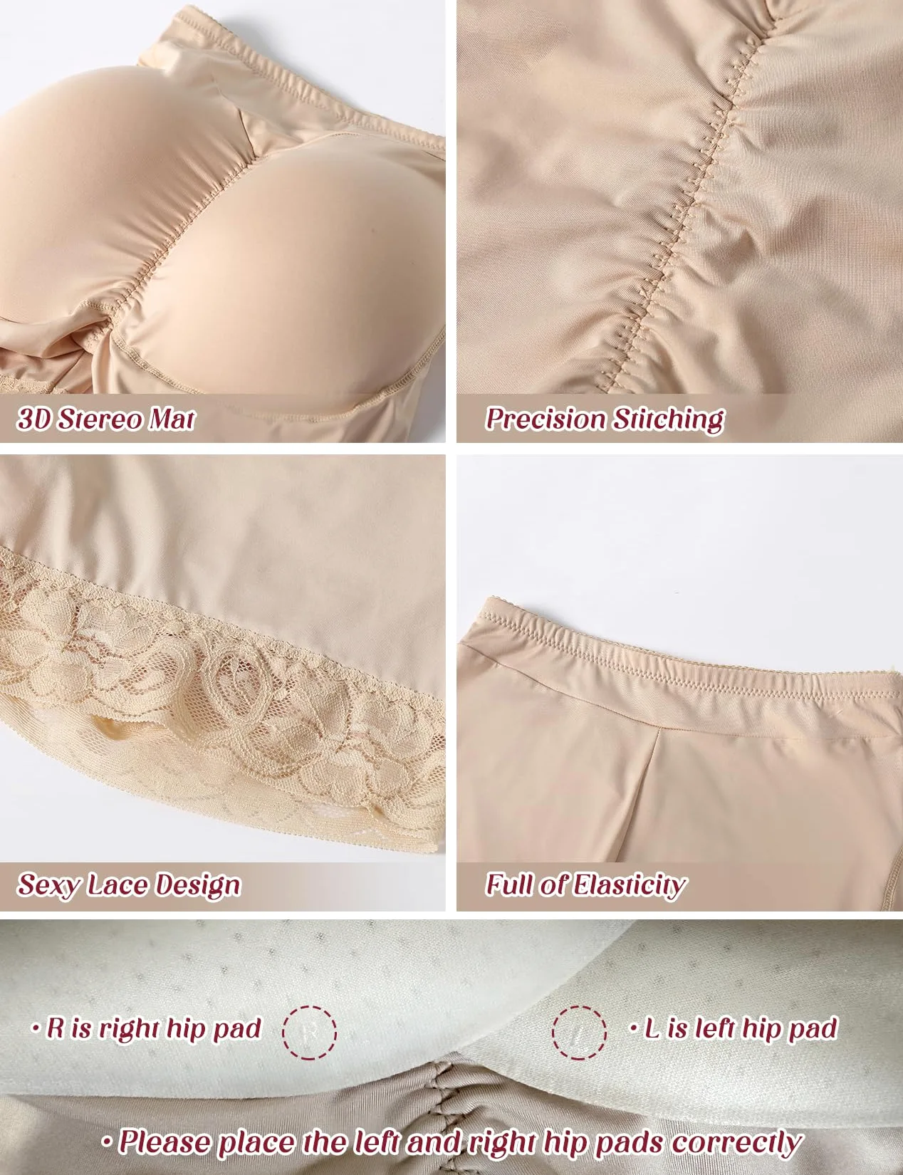 Bragas acolchadas más gruesas para mujer, moldeadoras de encaje, realzador de caderas, ropa interior falsa para levantamiento de glúteos