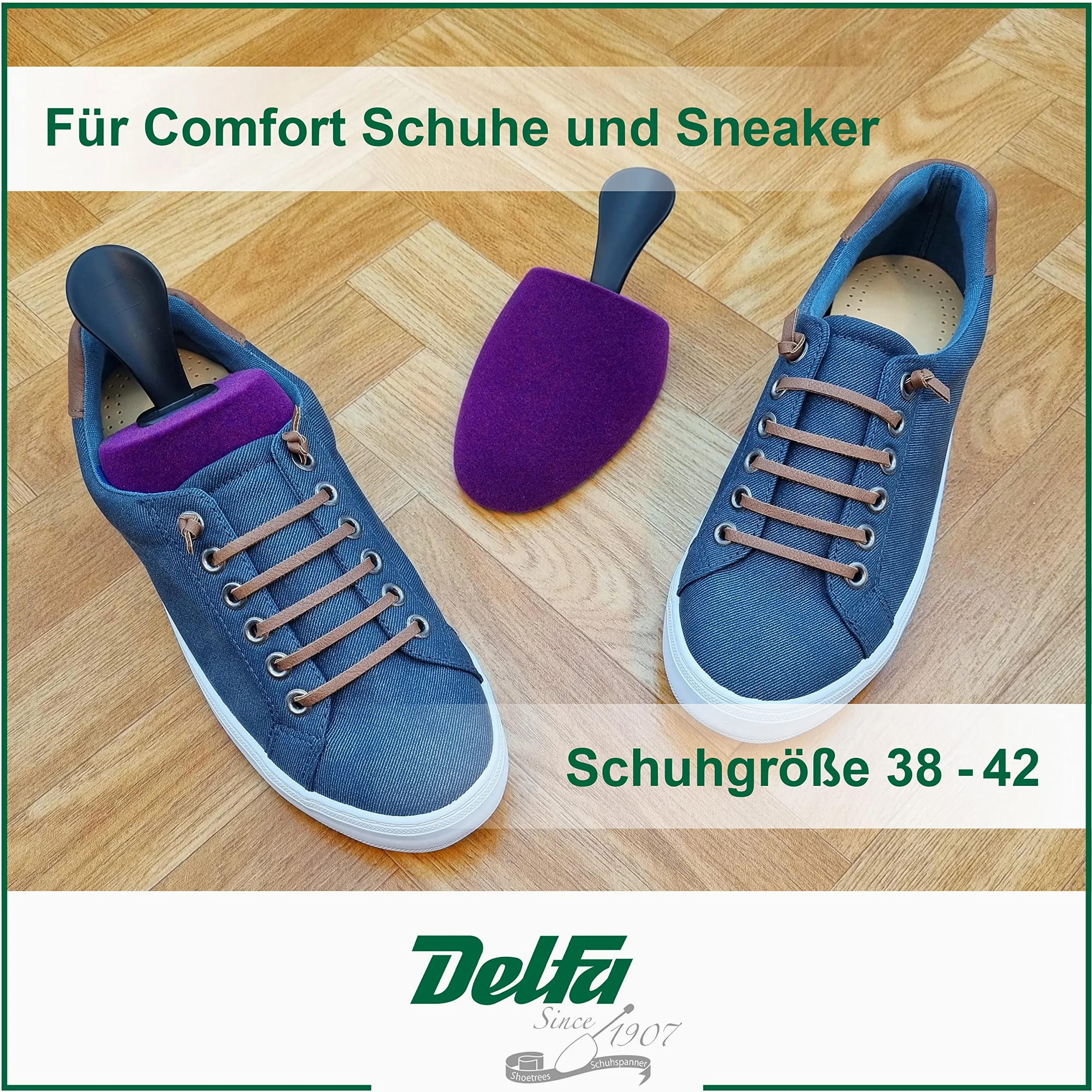 DELFA Set de 5 pares hormas para zapatos de espuma terciopelo “Gina” para mocasines e botines