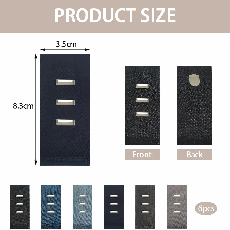 6 Piezas de Extensor de Botón Extensión de Cintura Gancho Ajustable con Gancho Elástico Extensión de Botón para Pantalones para Hombres y Mujeres Jeans Camisas Pantalones Falda