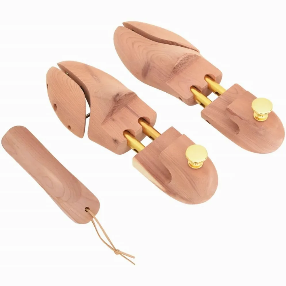 Horma de zapatos con calzador de madera maciza de cedro para la UE 40-41, moldeador de zapatos ajustable y dilatador de zapatos para hombre y mujer, proporciona estabilidad de forma, evita