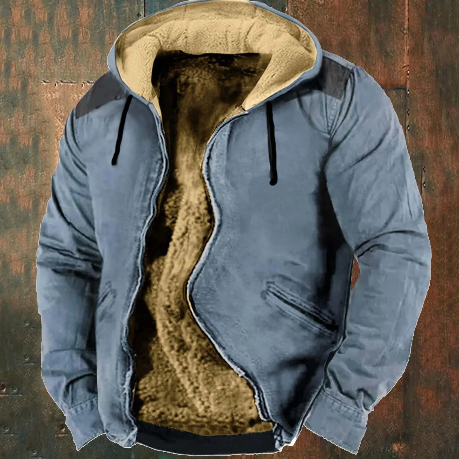 Sudadera con capucha para hombre con cremallera, sudadera con capucha para hombre, cremallera de invierno, suéter vintage forrado, chaqueta de otoño a prueba de viento, chaqueta con capucha, chaqueta