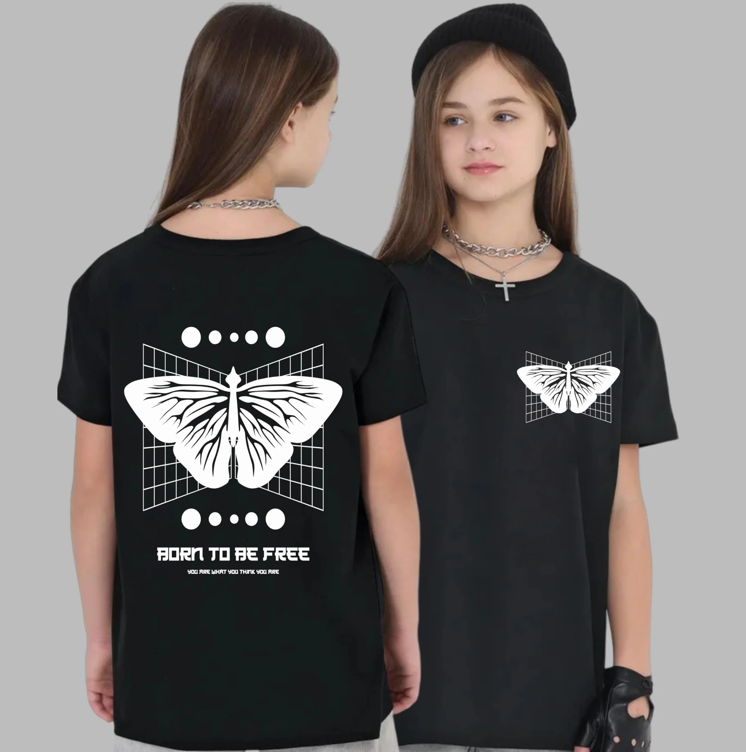 Uniplanet Store Camiseta negra de mezcla de algodón, media manga, ajuste regular, estampado «Back Be Free»