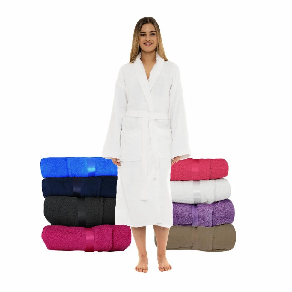 CICK Bata de baño de toalla de alta calidad para mujer, altamente absorbente, 100 % algodón, diseño de chal, perfecto para hombres y mujeres en ropa de descanso y regalos