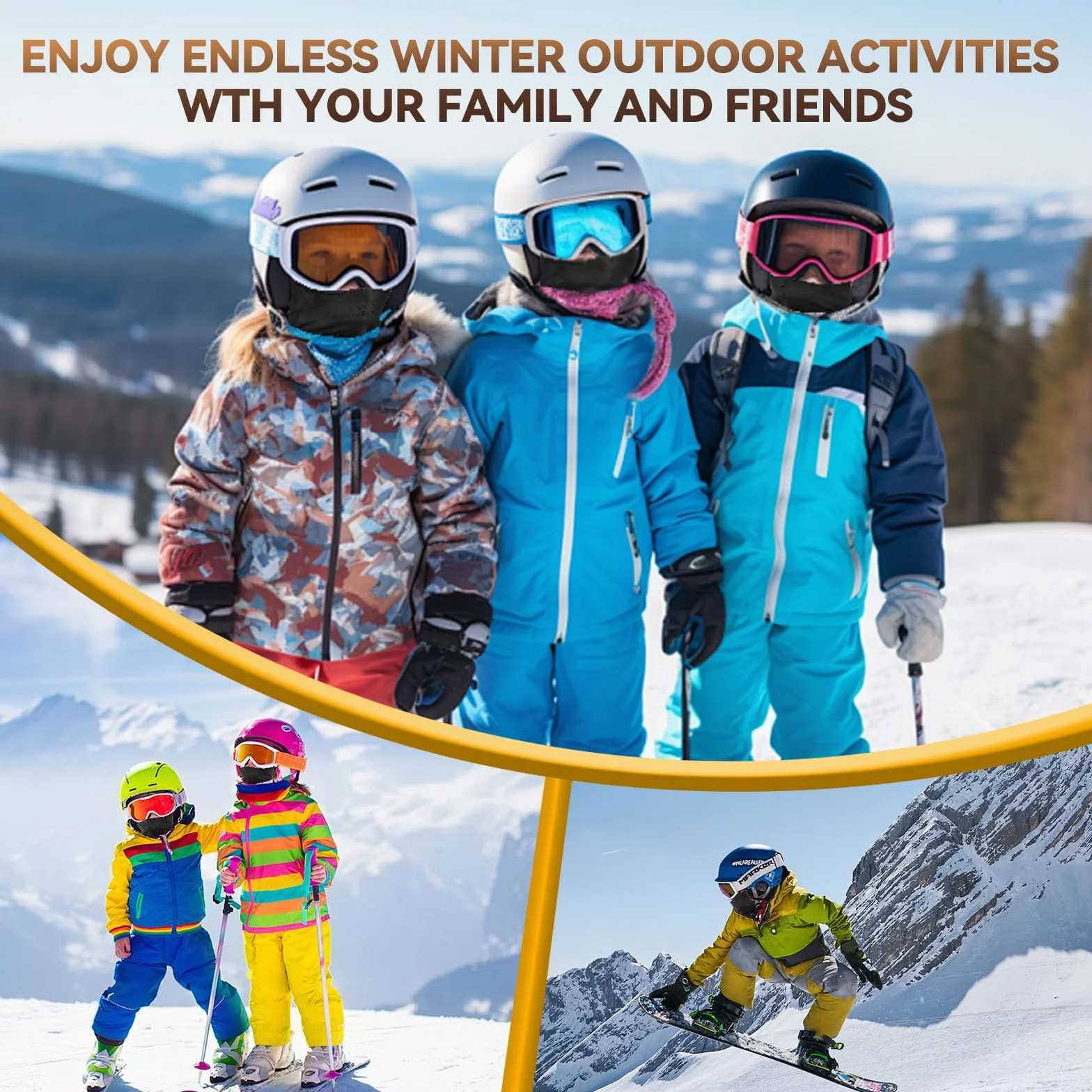 Kids Balaclava Ski Mask Movable Face Mask for Boys Girls Cold Weather Neck Warmer