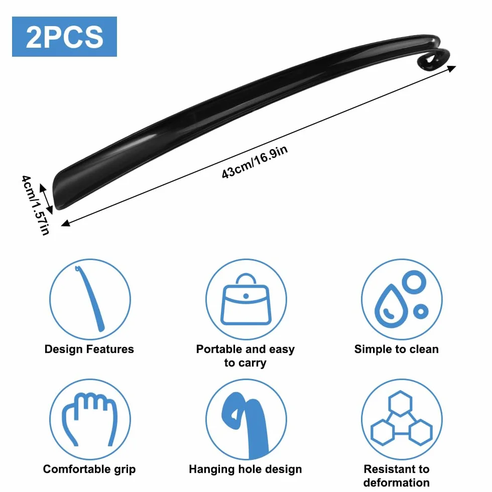 Calzador de Zapatos de Plástico Largo 43 cm Ergonómico 2 Piezas