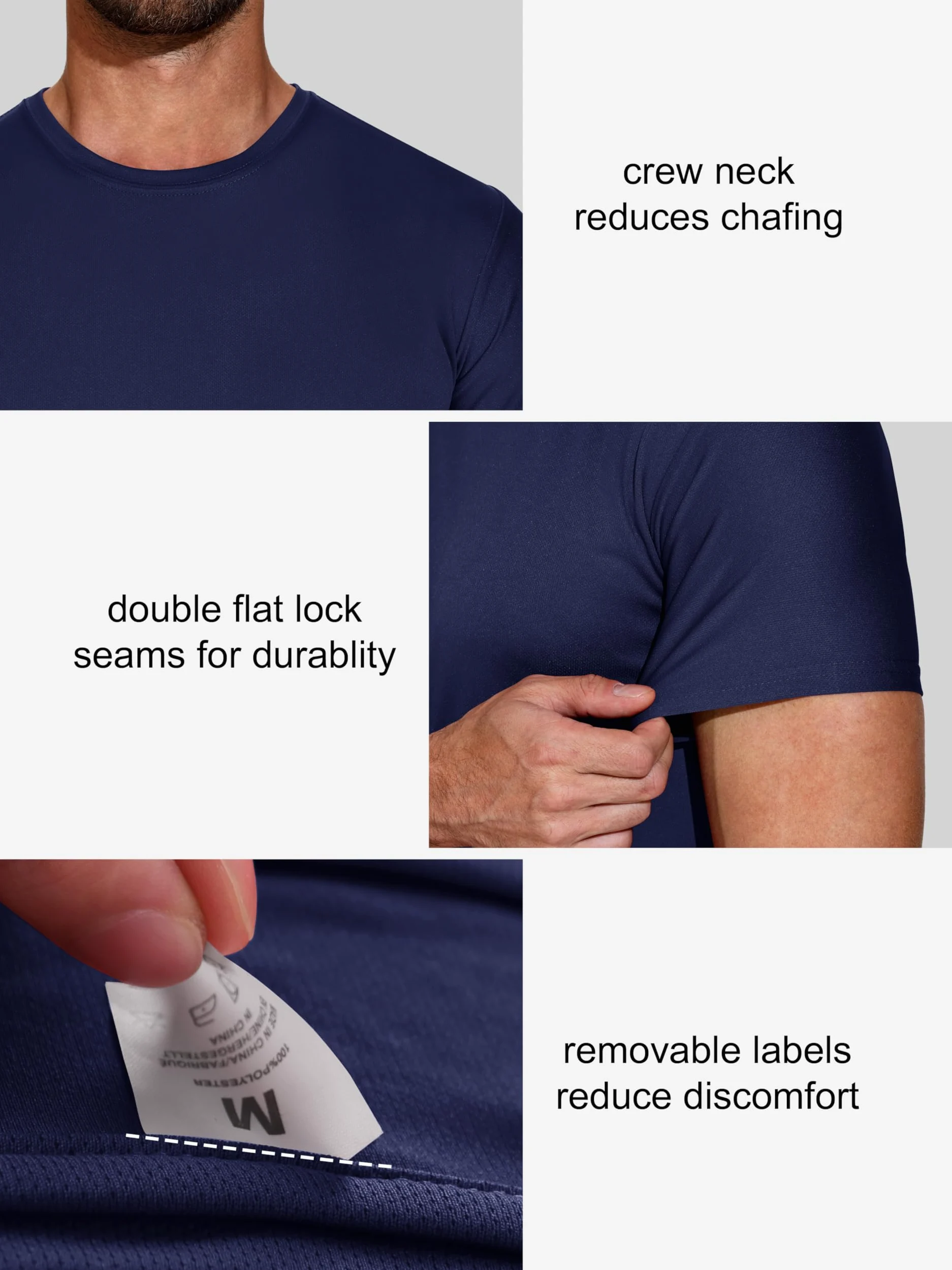 Paquete de 5 camisetas deportivas para hombre, absorben la humedad, de secado rápido, de manga corta, transpirables, activas, para gimnasio, correr, camisetas lisas de cuello redondo