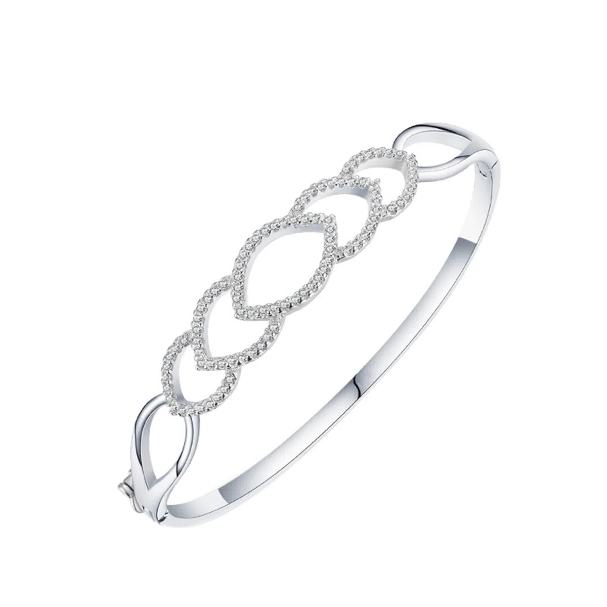 Pulseras huecas de mejor amiga para mujer con moissanita, pulseras para parejas, oro blanco de 9K/14K/18K/Pt950, 17CM, Oro blanco, Moissanite