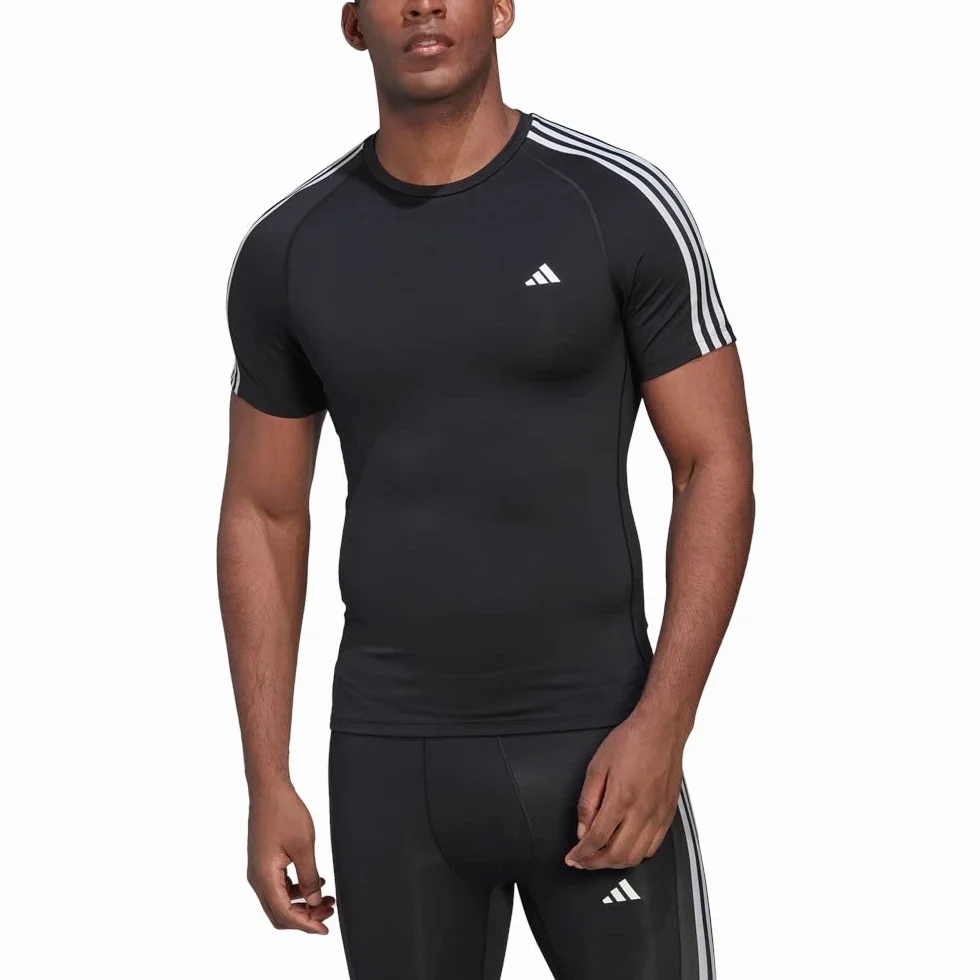 Adidas Techfit 3-Stripes Training tee T-Shirt (Short Sleeve) Hombre