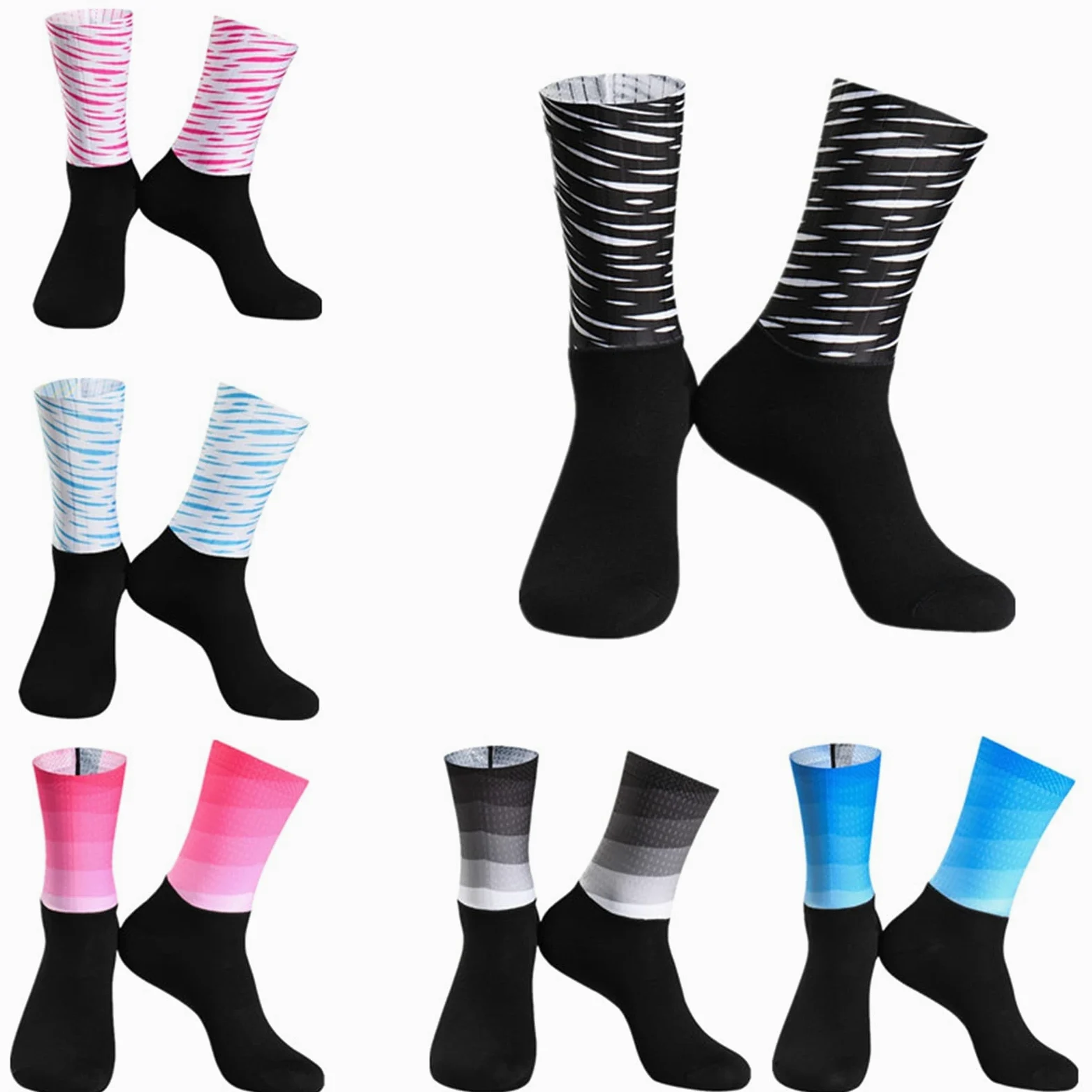 Sport Anti resbalón Silicona sin Fisuras Moldeo Integral de Alta tecnología Ciclismo de Alta tecnología Calcetines Transpirables Bicicleta Bicicleta Carreras Calcetines Deportes Calcetines