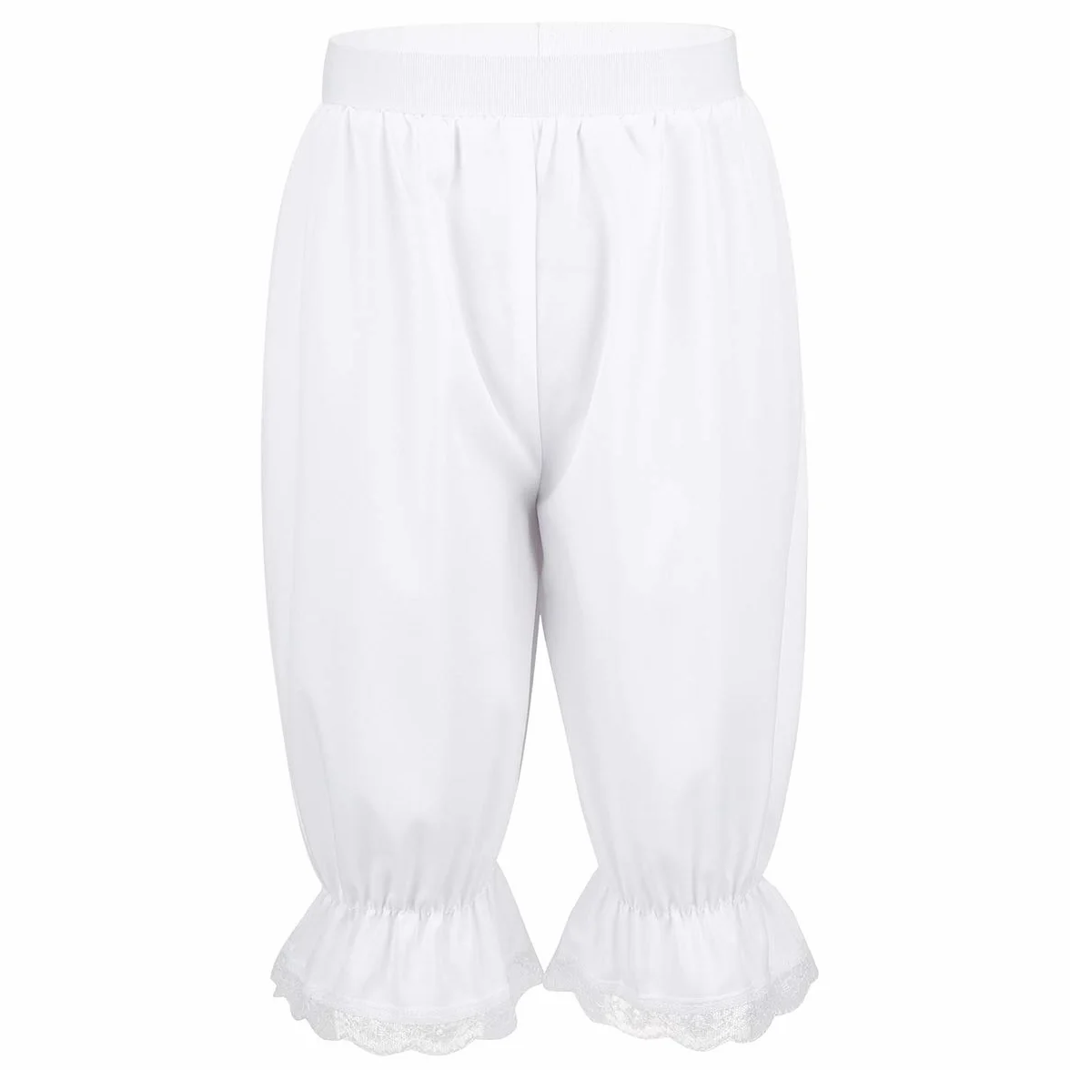 iiniim Pantalones Cortos Holgados para Niña Disfraz Danza Pololos Encaje Victoriano Vintage Pijama Secado Rápido Blanco 12 años