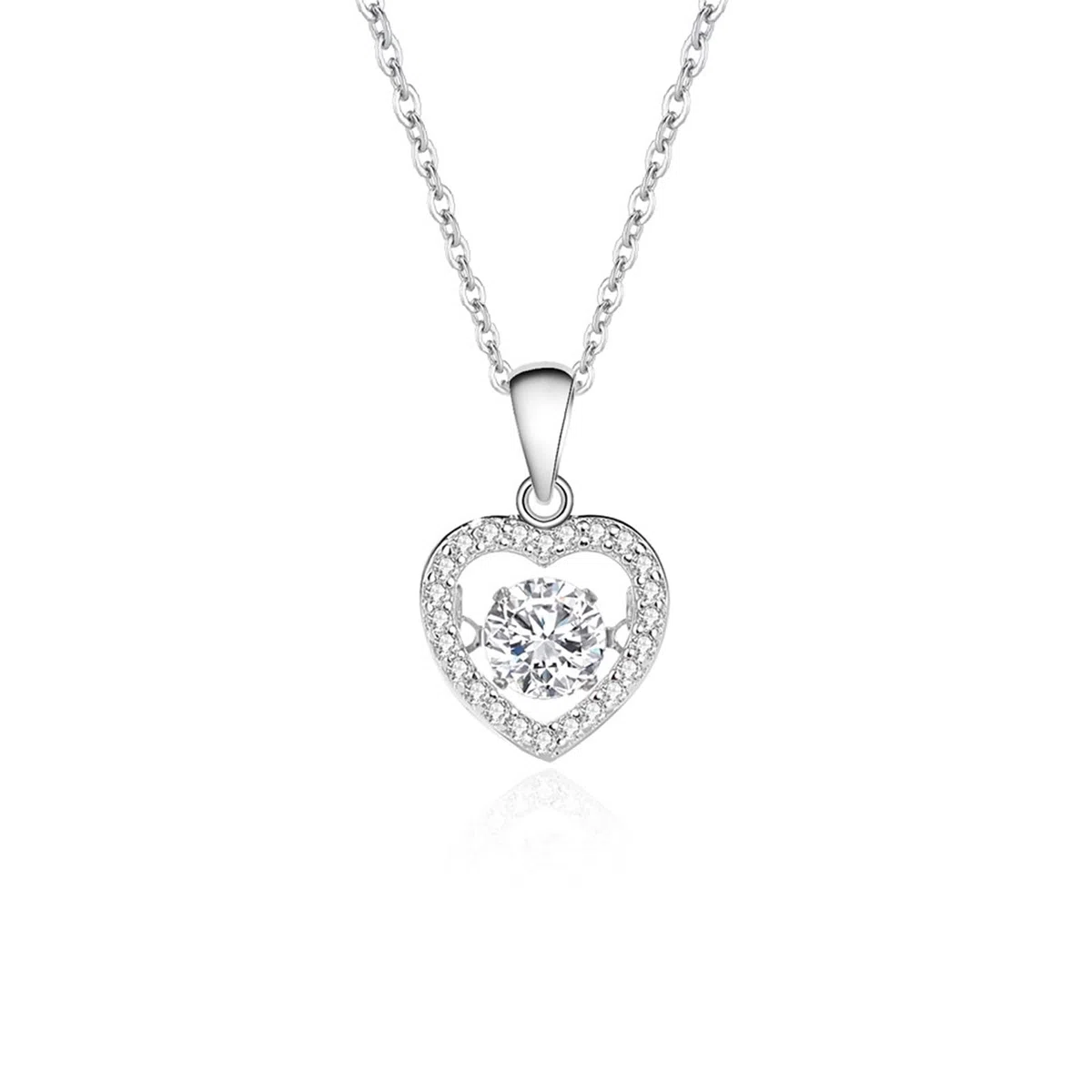 Collar de declaración para mujer con moissanita, collar con colgante de corazón para mujer, ajuste flotante de corazón dorado