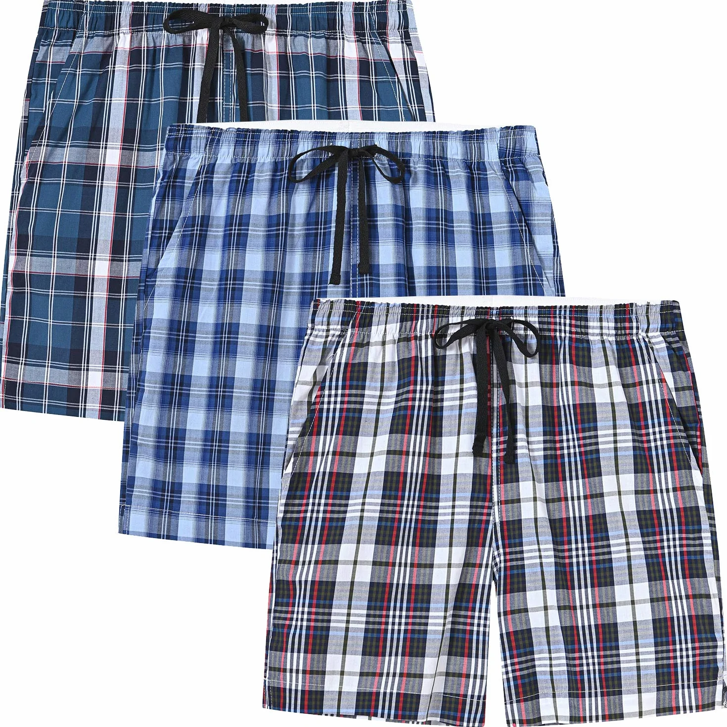MoFiz Pantalones Cortos Pijama Verano Algodón Shorts Cuadros Niños 7-15 Años