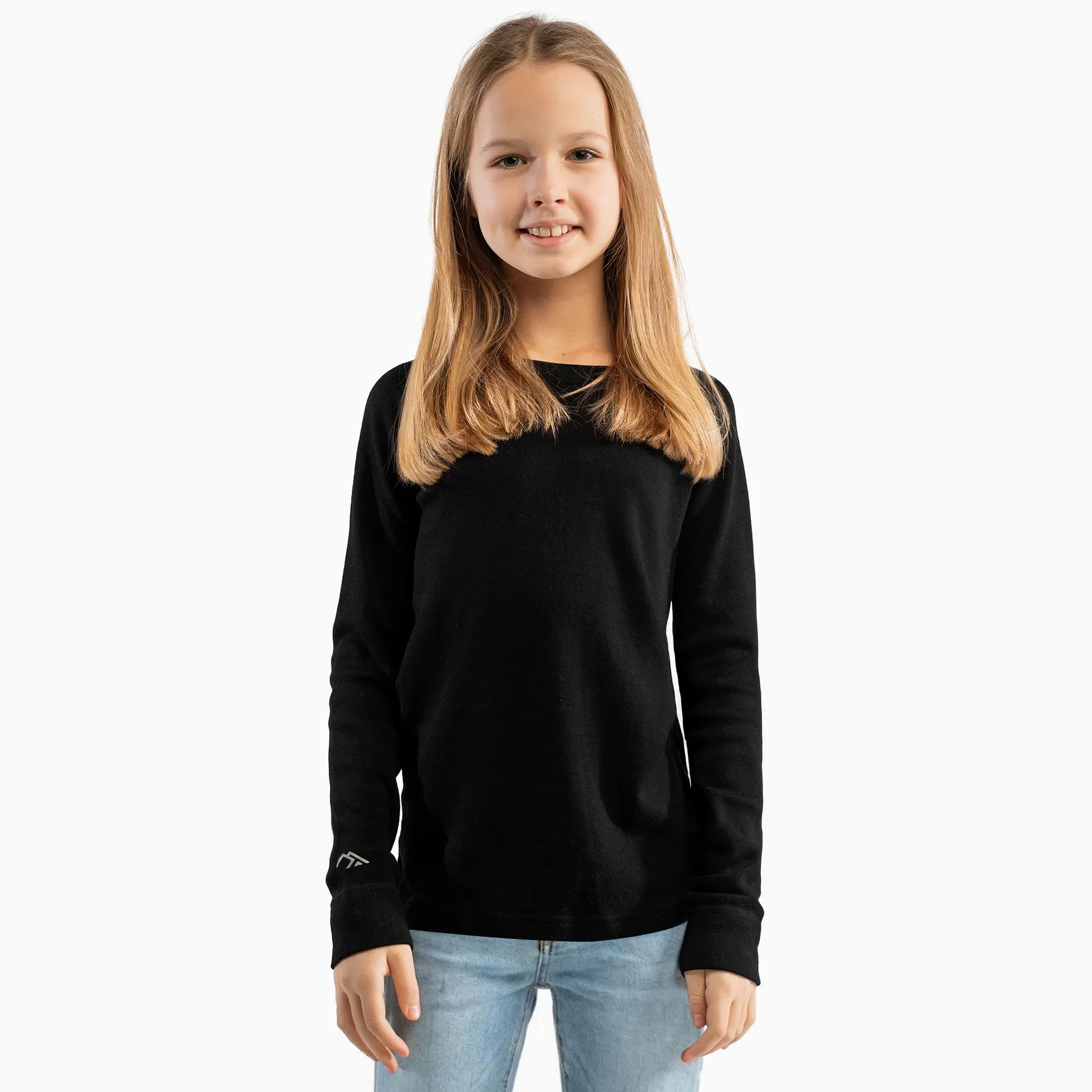 Camisa Infantil de Manga Larga de Lana Merino - Camiseta térmica Unisex de Peso Medio para niños y niñas