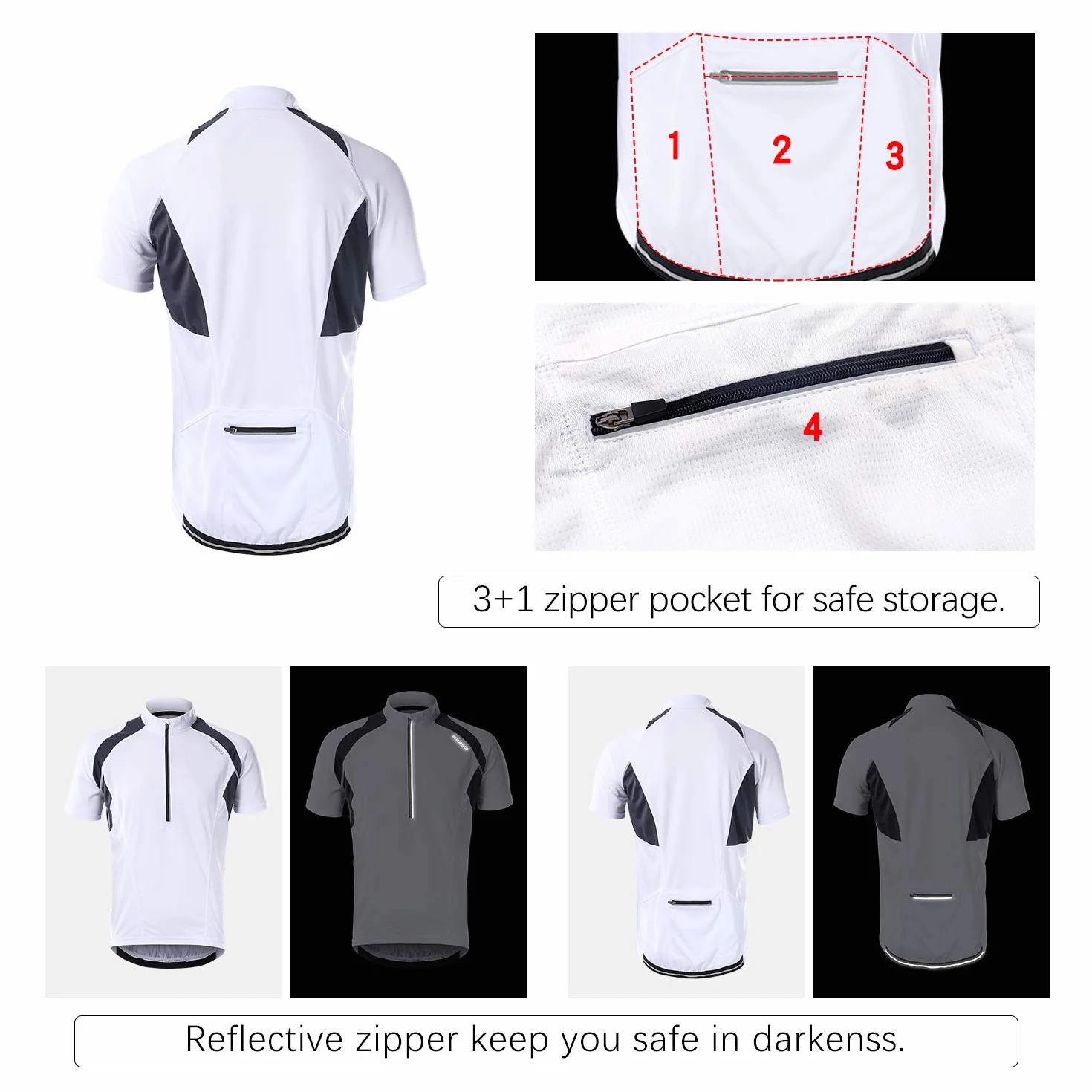 BERGRISAR Hombre Media Cremallera Ciclismo Maillot Primavera Verano Manga Corta Ropa Ciclista BG060