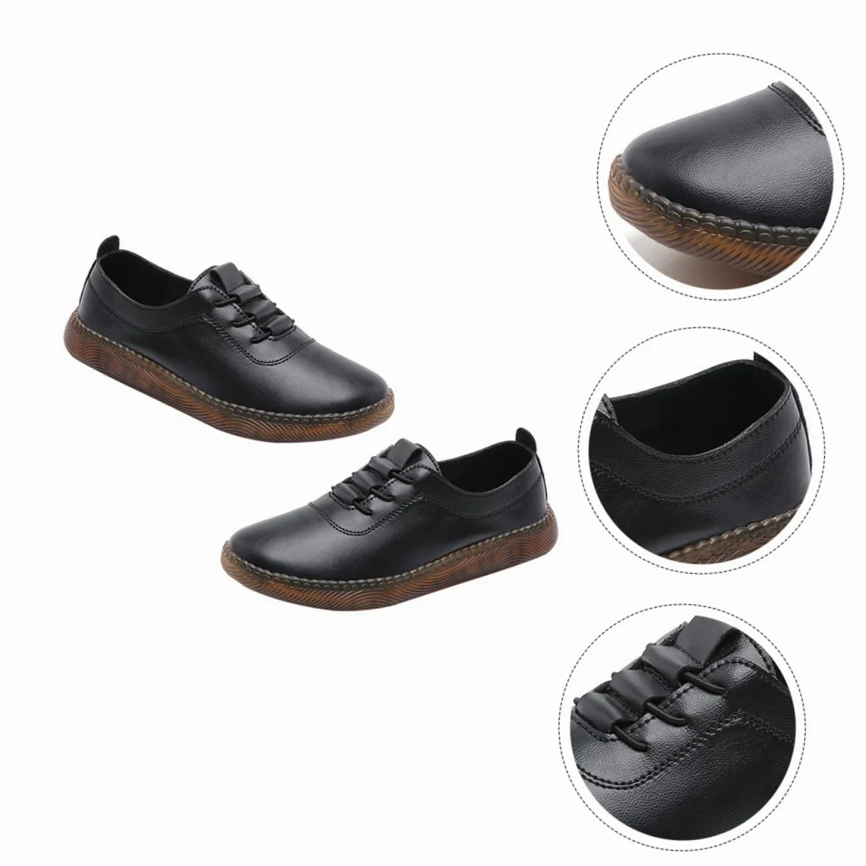 Homoyoyo Zapatos Planos de Cuero para Mujer Negros, Talla 40 | Antideslizantes y Ligeros, Uso Diario y Viaje, Estilo Casual Cómodo Acabado en Cuero