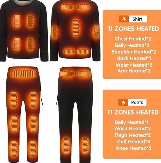 Conjunto de Ropa Interior térmica con calefacción para Mujer, Conjunto de Ropa Interior térmica eléctrica con calefacción por USB de 22 Zonas para Mujer para Interiores, Exteriores y Deportes