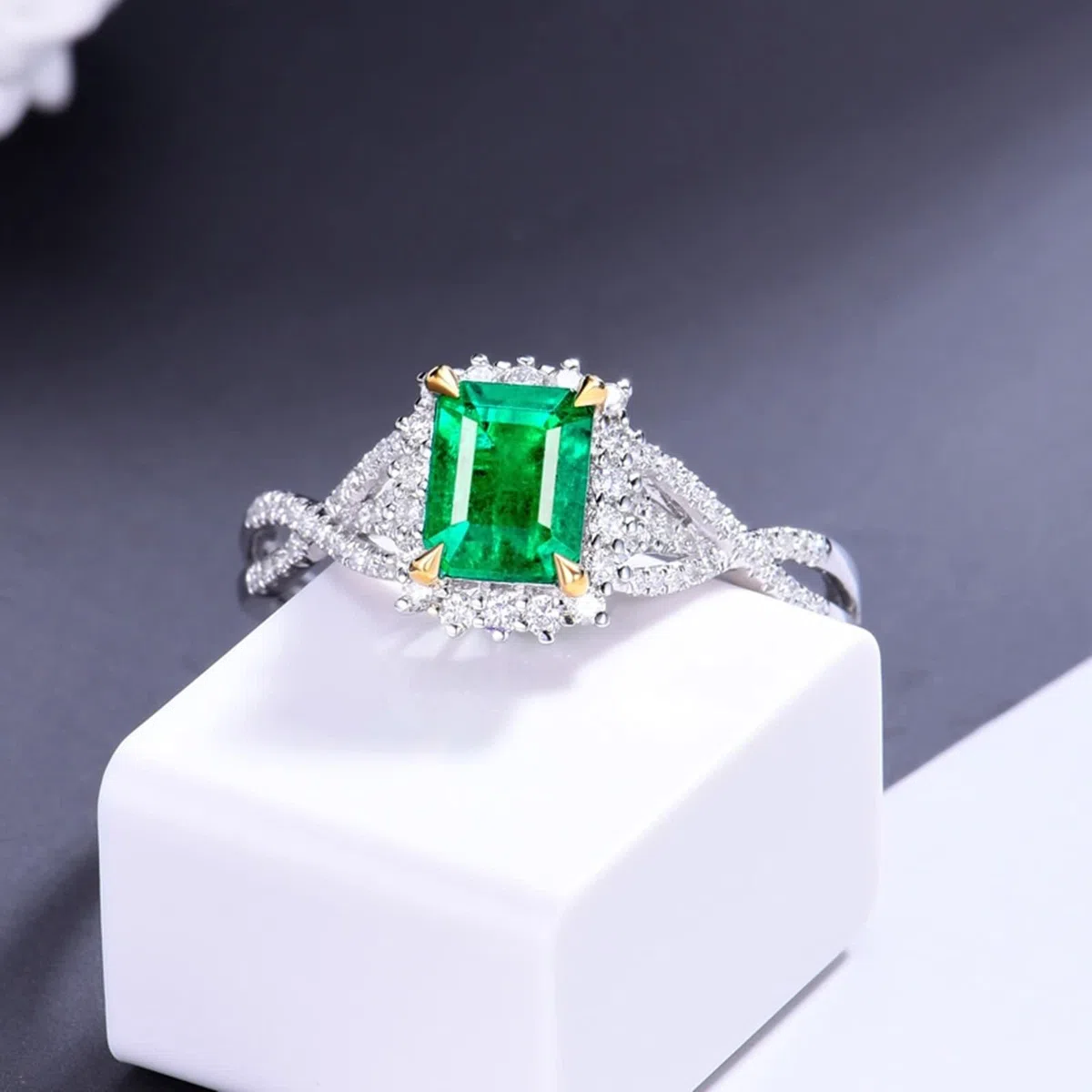Anillos con Esmeralda, Anillo de Pedida de Mano para Mujer para Esposa Novia Por Promesa de Boda